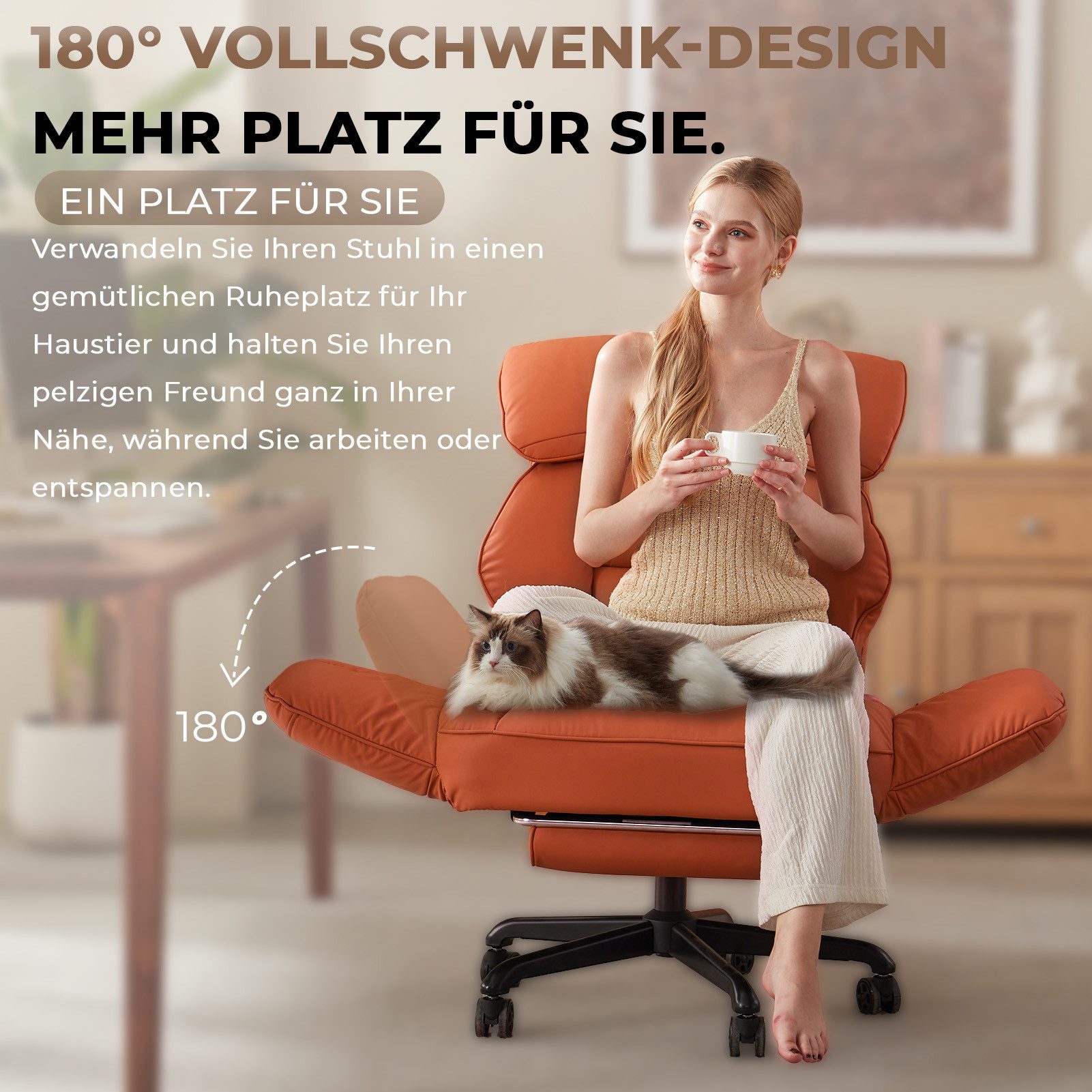 Dowinx Drehstuhl Bürostuhl mit Schwenkbaren Armlehnen (Packung), Schreibtischstuhl mit Taschenfederkern-Sitz und Fußstütze