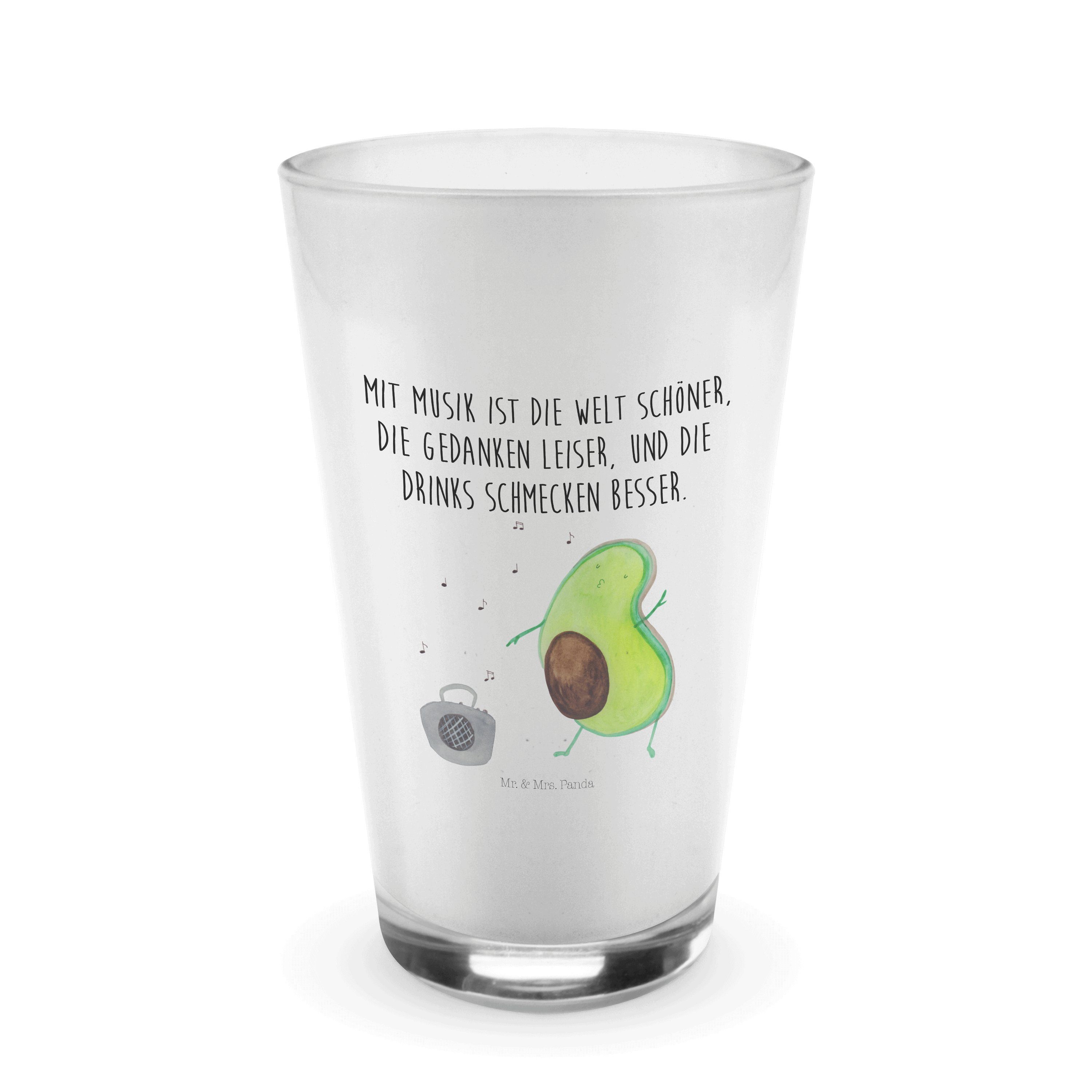 Mr. & Mrs. Panda Glas Transparent Glas Feie, - tanzt Avocado Musik, Cappuccino Premium - Geschenk, Tasse