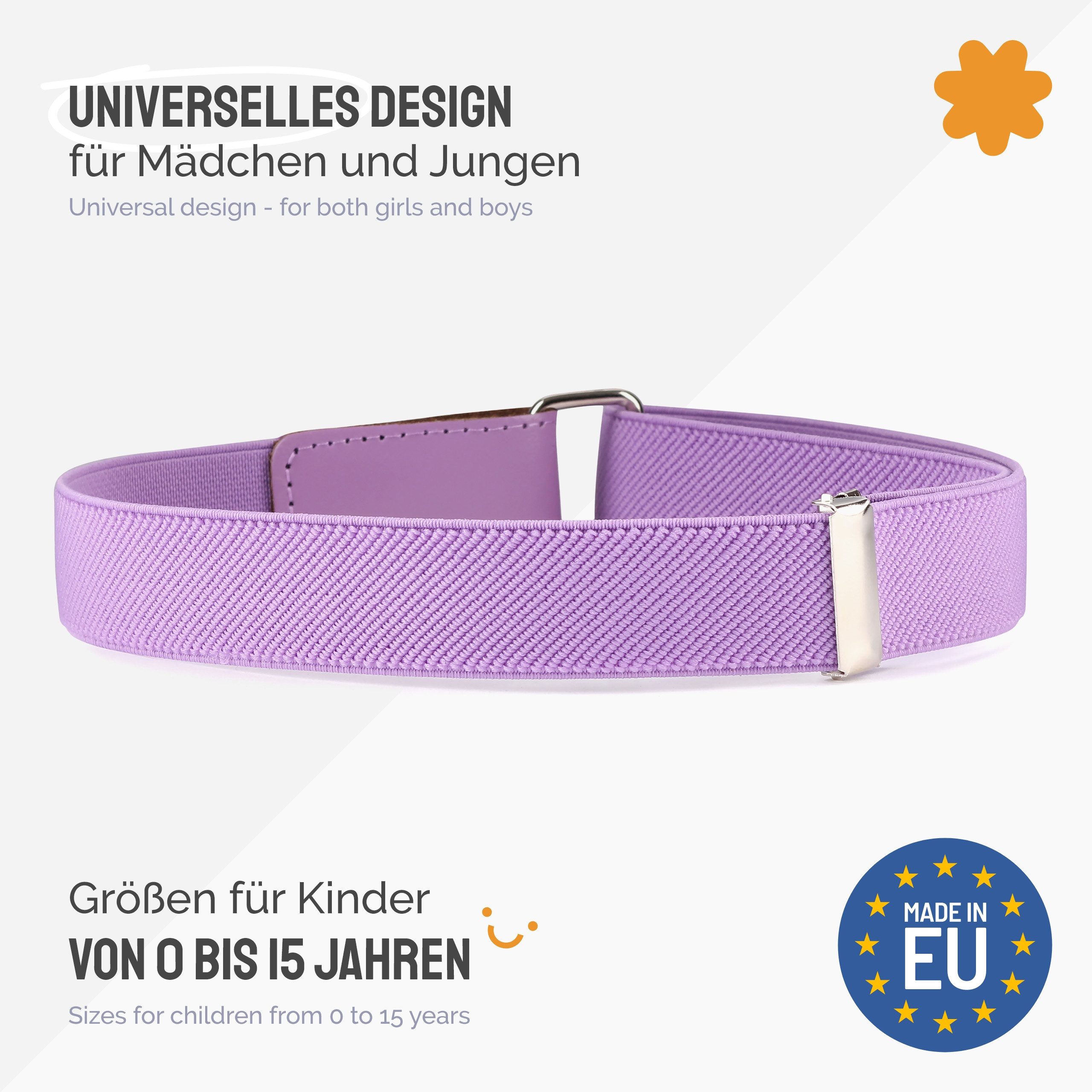 Ladeheid Stoffgürtel Kinder Gürtel Elastik-Gürtel 1-12 Jahre 34-90 cm P15 (1-St)