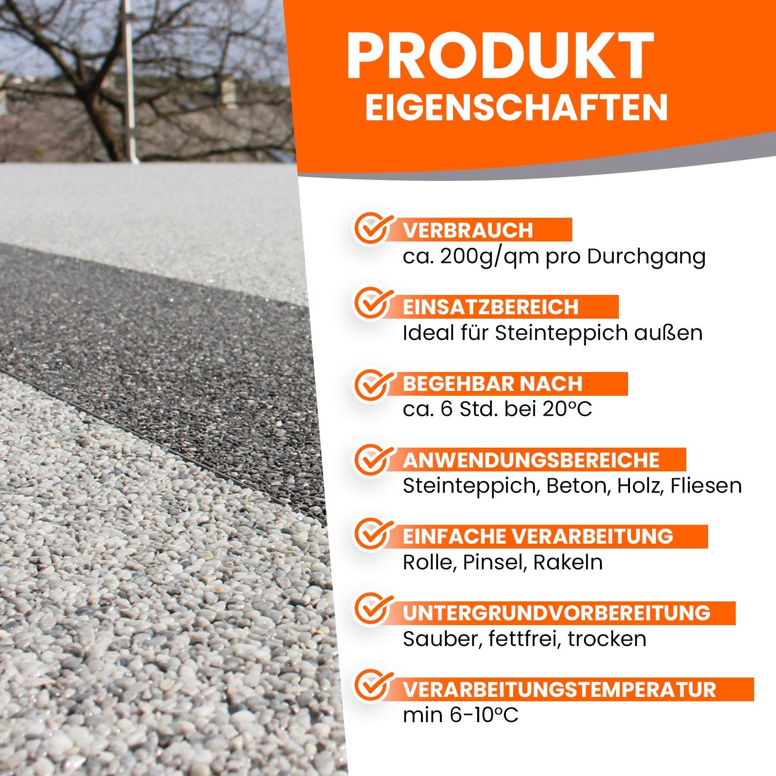 BEKATEQ Bodenversiegelung BK-660PU 1K PU Versiegelung, 1K PU Versiegelung Steinteppich Aussen UV-Fest, elastisch, abdichtend – Bild 2 von 5