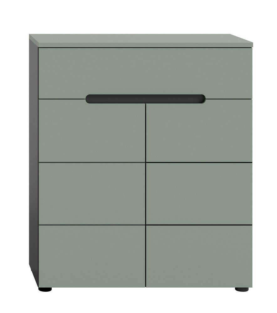 xonox.home Sideboard Schuhschrank, Kommode Canu, Smoke Green / Basalt grau, 80 cm