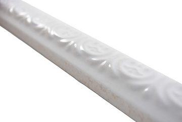 Mosani Fliesen-Bordüre Keramik Bordüre TUBA mit Struktur glänzend Römische Optik, Weiß