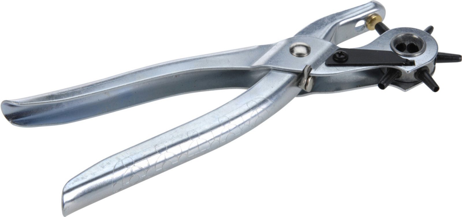 Koopman Revolverlochzange Lochzange Gürtelzange Stanzzange Lederzange Stoffzange Metall, 1-tlg., 6 Größen, Metall, 2-4,5mm, Silber, 20x9cm
