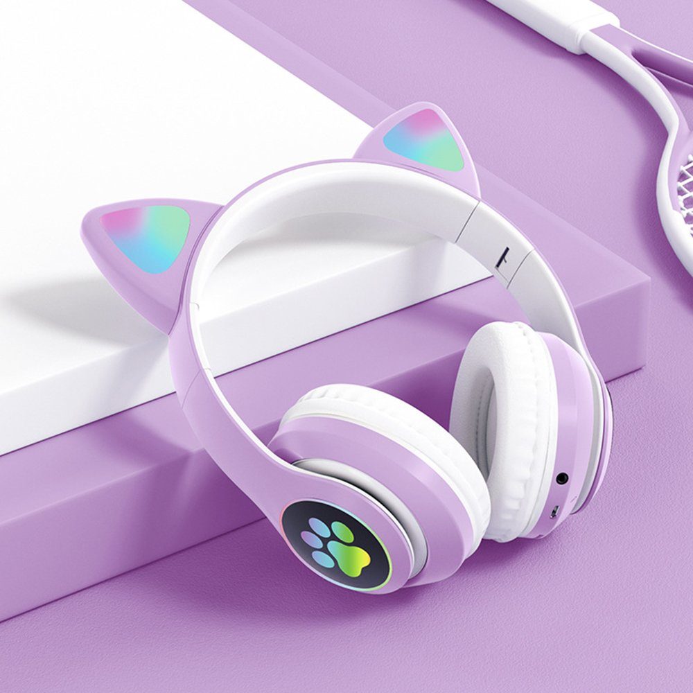 Over Ear Bluetooth-Kopfhörer Kopfhörer lila Kinder, Mädchen Kopfhörer Faltbare GelldG Bluetooth