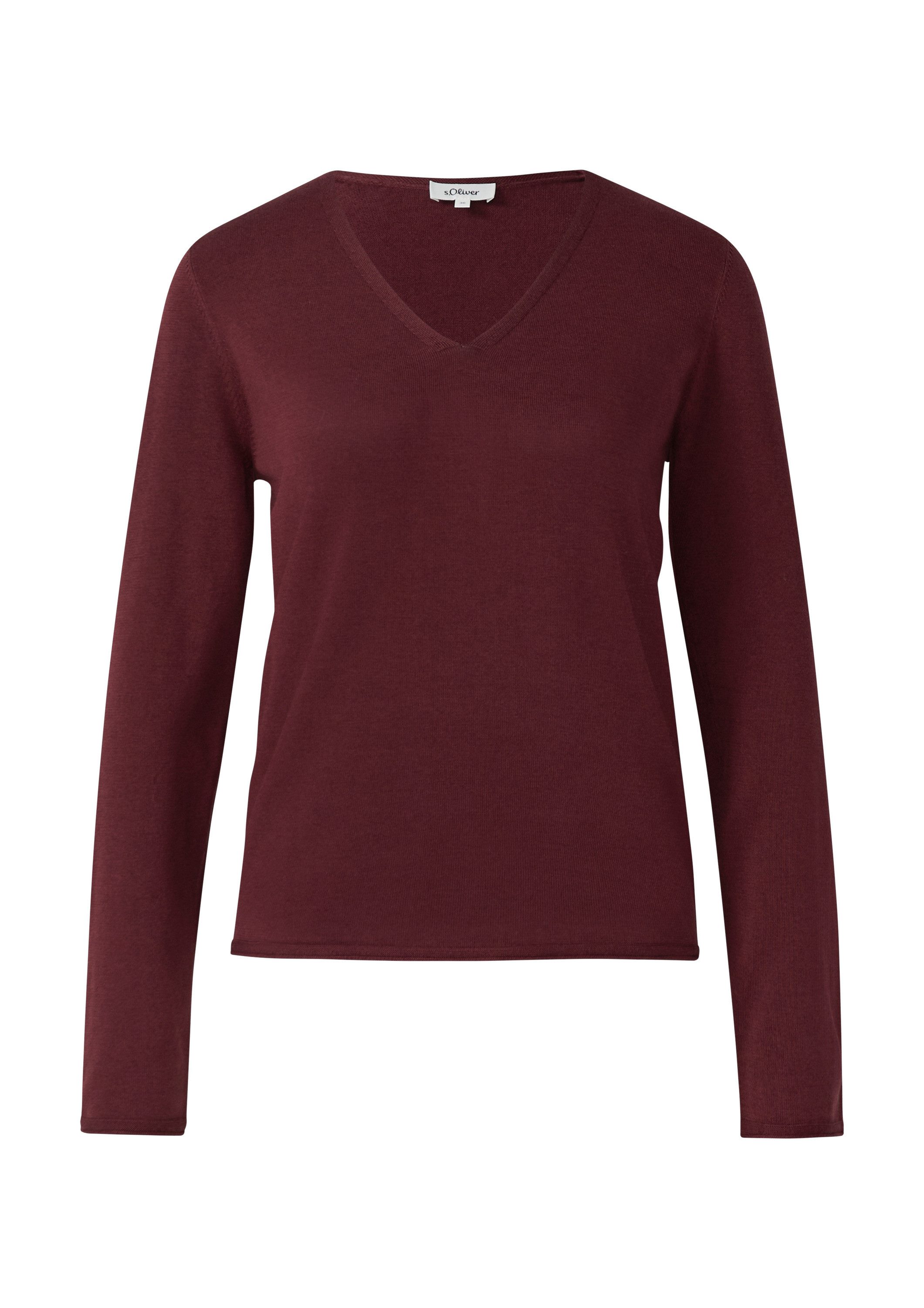 s.Oliver Longpullover Strickpullover Feinstrickpullover mit V-Ausschnitt günstig online kaufen