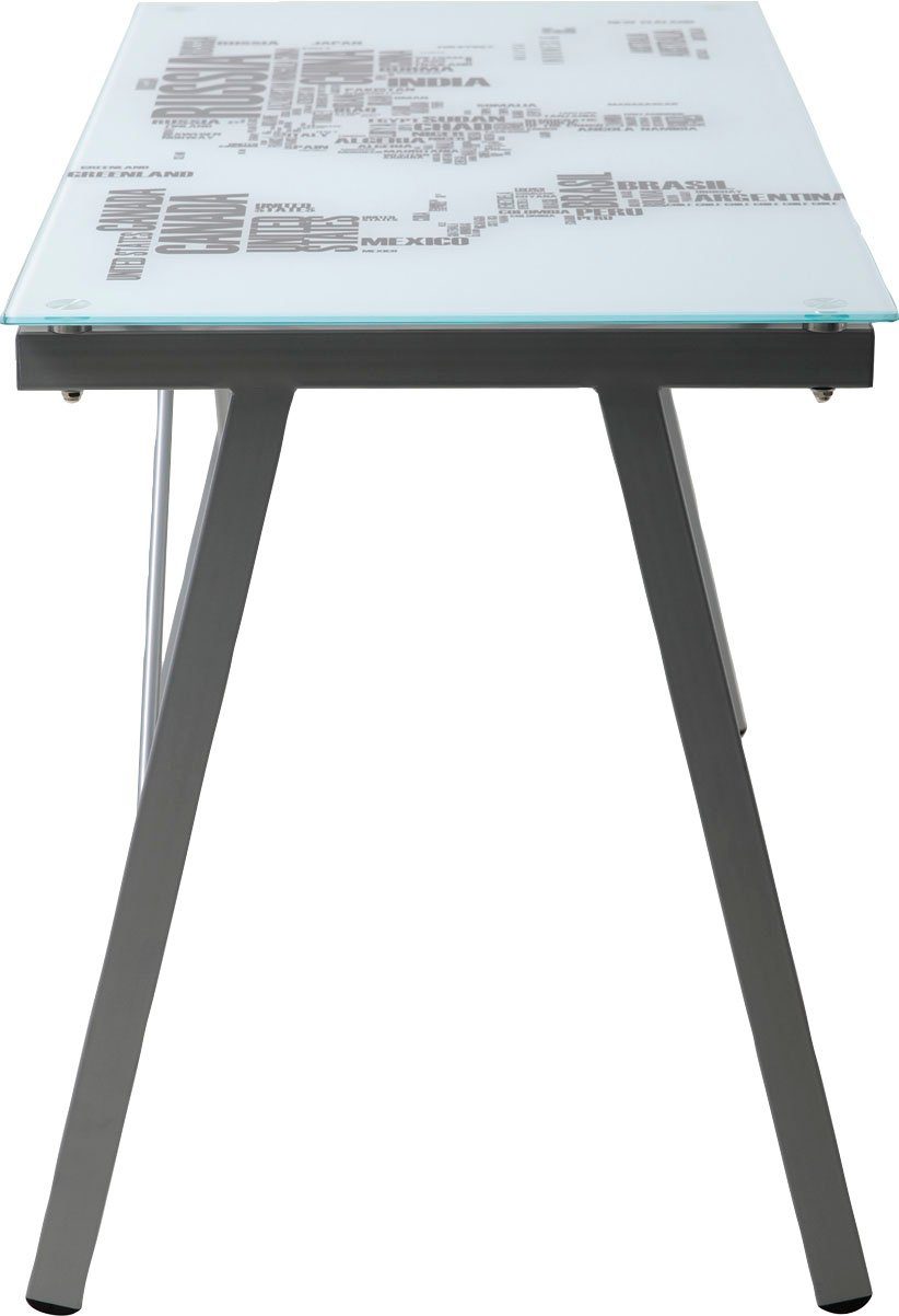 INOSIGN Schreibtisch Tullia, mit Weltkartenaufdruck auf der Tischplatte