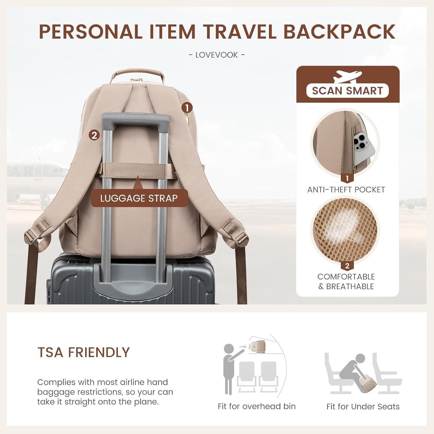 LuxusKollektion Laptoprucksack Rucksack Damen 15,6 Zoll Laptop Schulrucksack Reise Uni Daypack – Bild 5 von 5