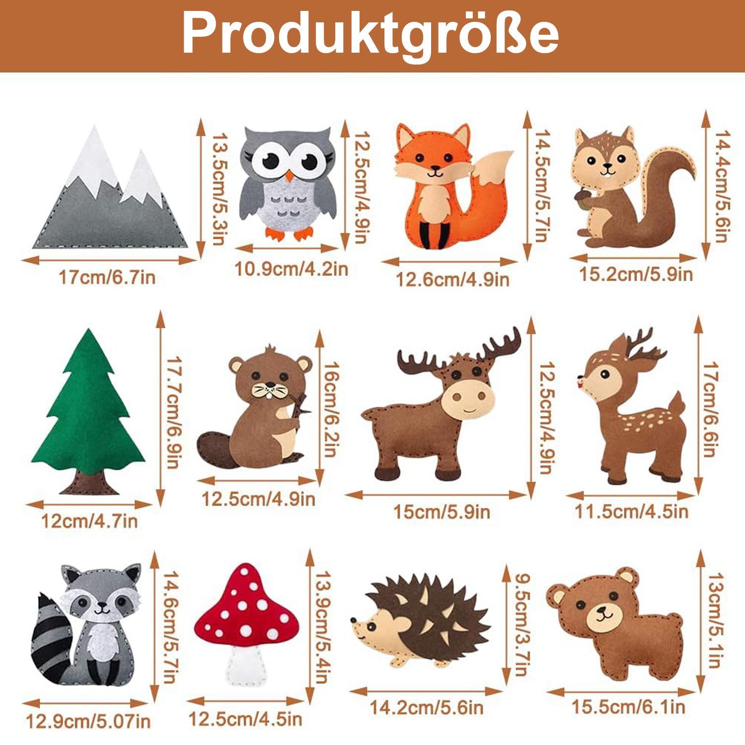 STILVORA Kreativset 12er-set Bastelset Kinder,Lernspielzeug Filz,DIY-Tier N günstig online kaufen
