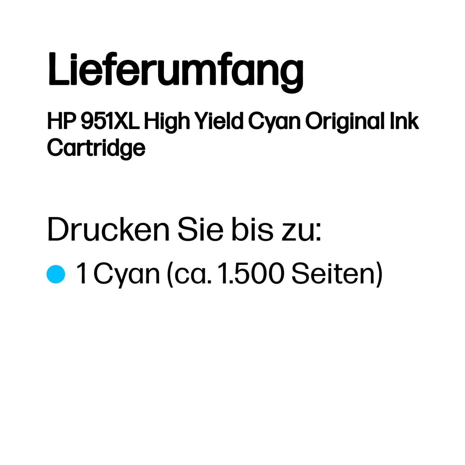 HP Tonerpatrone Hewlett Packard INK CARTRIDGE 951XL CYAN OFFICEJET (CN046AE#301)