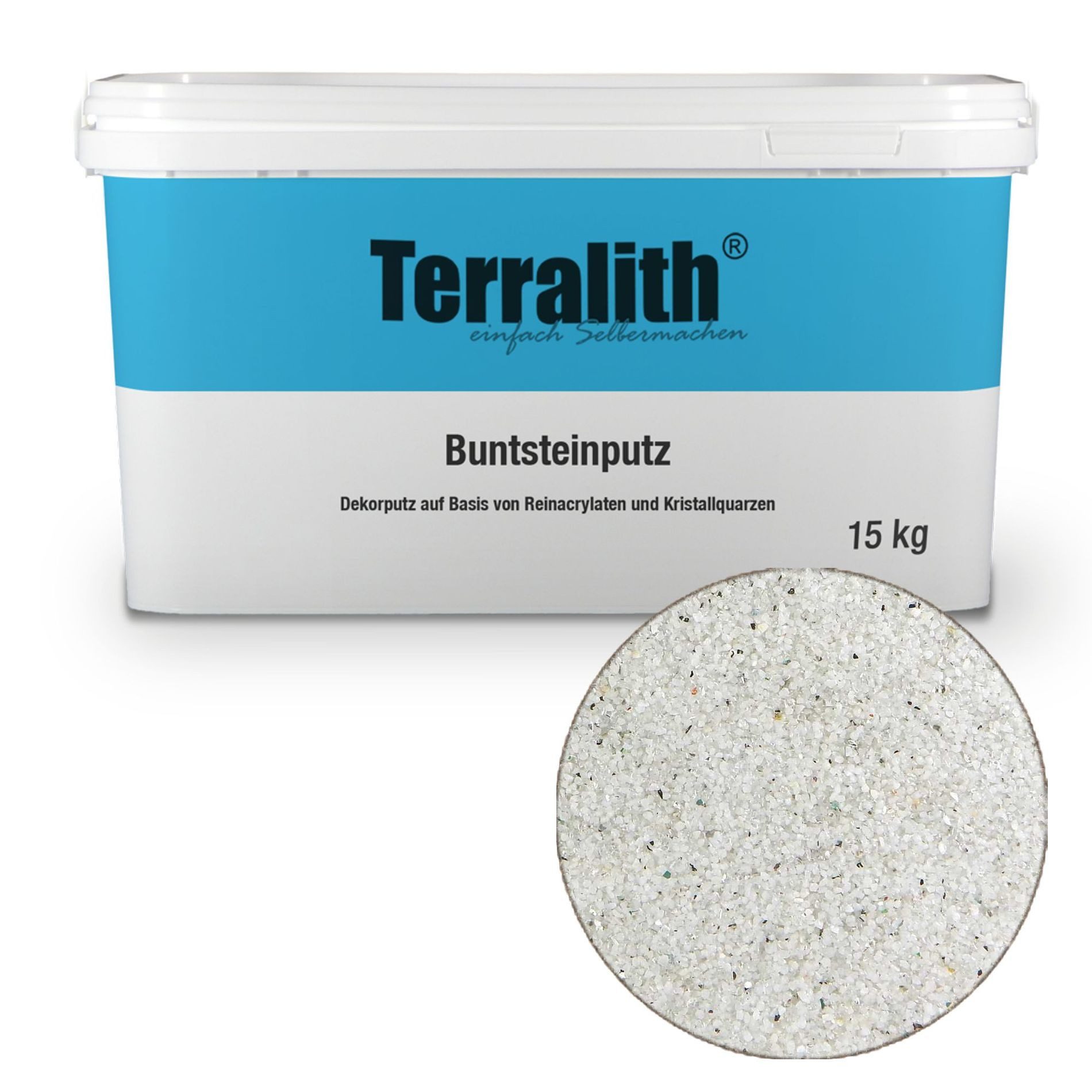 Terralith® Kunstharzputz Buntsteinputz Mosaikputz 2mm -15 kg- BSP80 (Eimer, Verarbeitungsfertig) Dekorationsputz aus Marmor-Granulat bzw. eingefärbter Körnung
