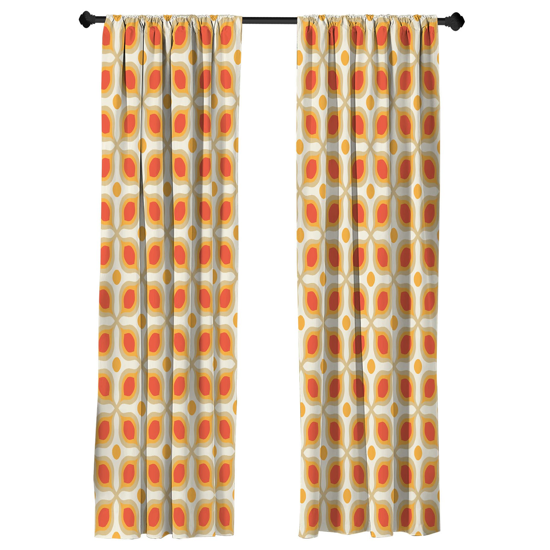 Abakuhaus Gardine Vorhang für Wohnzimmer Schlafzimmer Dekor, Microfaser, Jahrgang 70er Boho Geometric