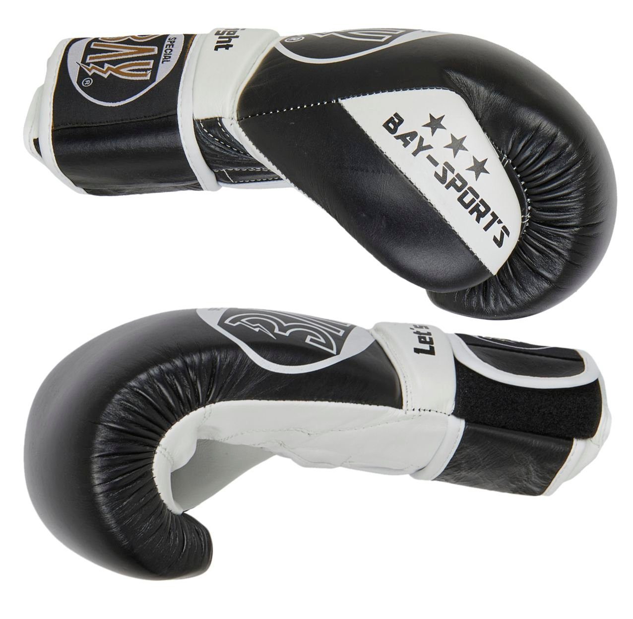 Sport Kampfsportausrüstung BAY-Sports Boxhandschuhe Strike Box-Handschuhe Leder schwarz Boxen Kickboxe