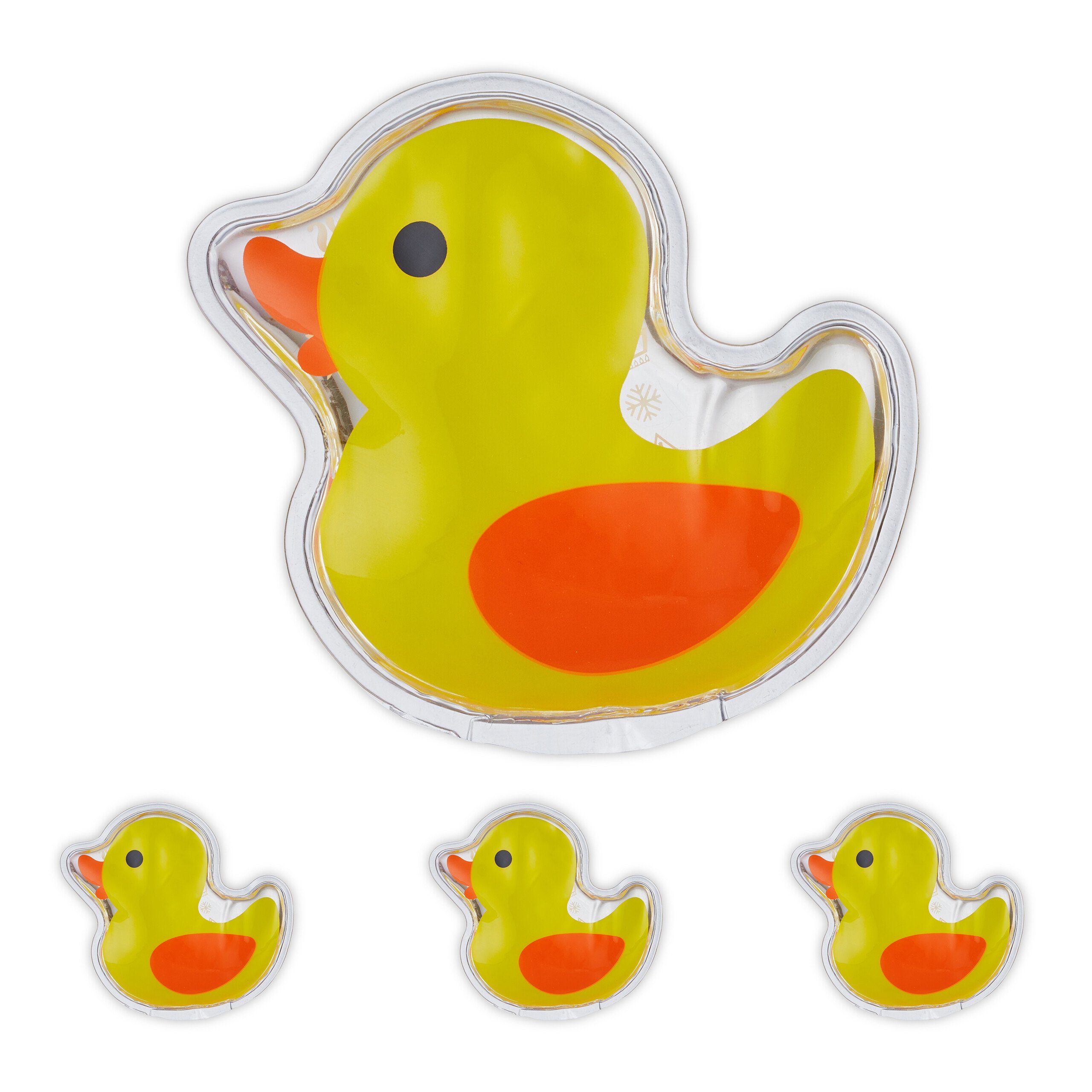 relaxdays Kühlpad Kühlpads Kinder 4er Set, Ente