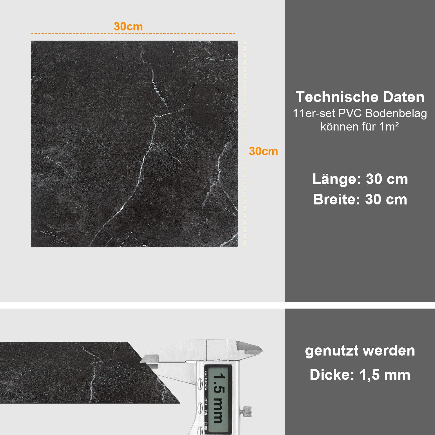 Clanmacy Vinylboden Vinylboden Vinyl Laminat Bodenbelag Dekor-Dielen Selbstklebend, Fußbodenheizung geeignet,schallhemmend