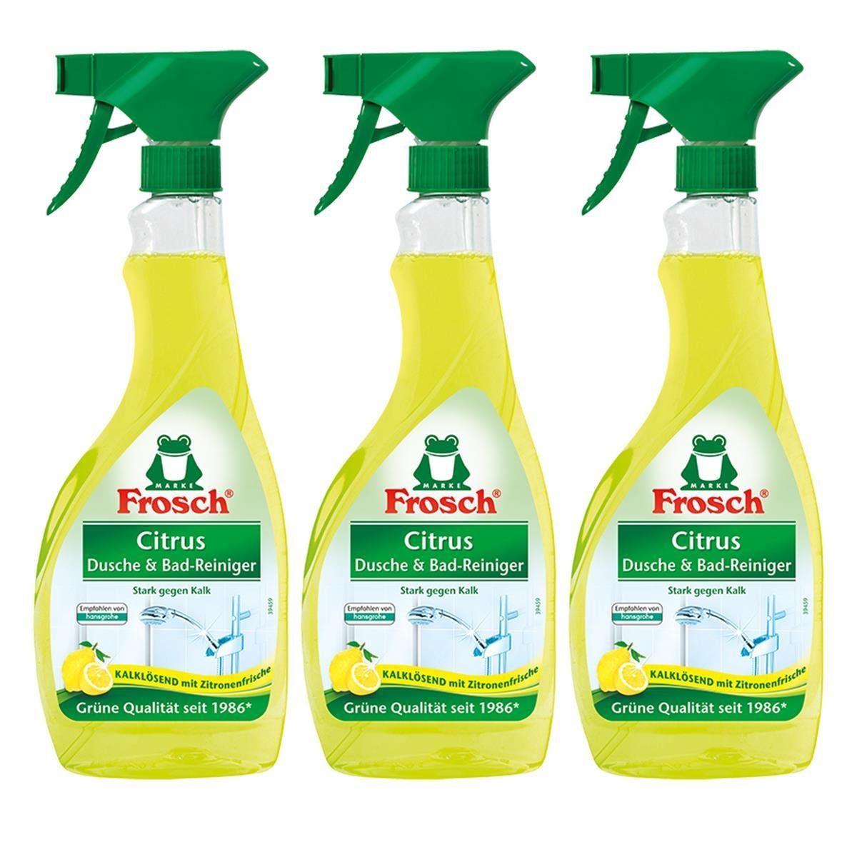 FROSCH 3x Frosch Citrus Dusche & Bad Reiniger 500 ml Sprühflasche Badreiniger