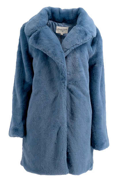 Antonio Cavosi Fellimitatjacke Blauer Oversized Web-Pelz Mantel