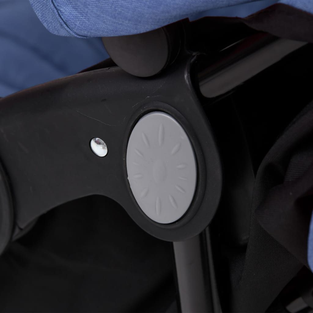vidaXL Kombi-Kinderwagen Kinderwagen Kinderkarre Buggy Zwillings-Geschwisterwagen Marineblau St