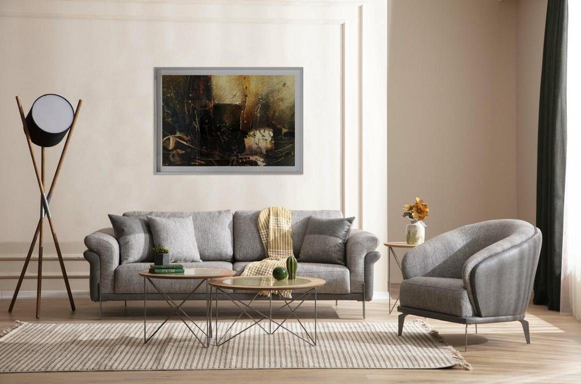 Teile Klassische Stil, Wohnzimmer Sofa 1 JVmoebel 3 Sitzer Elegantes Sofa Grau Design