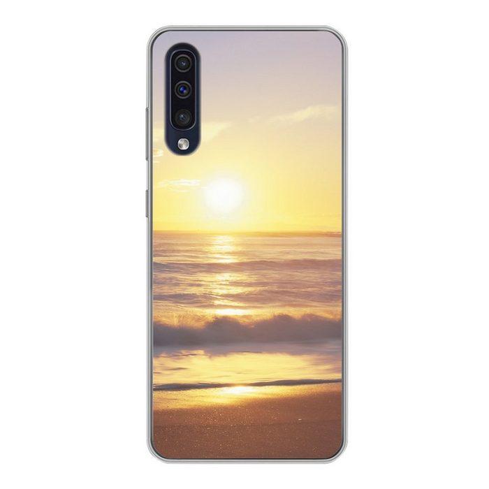 MuchoWow Handyhülle Sonnenuntergang - Strand - Brücke Handyhülle Samsung Galaxy A30s Smartphone-Bumper Print Handy