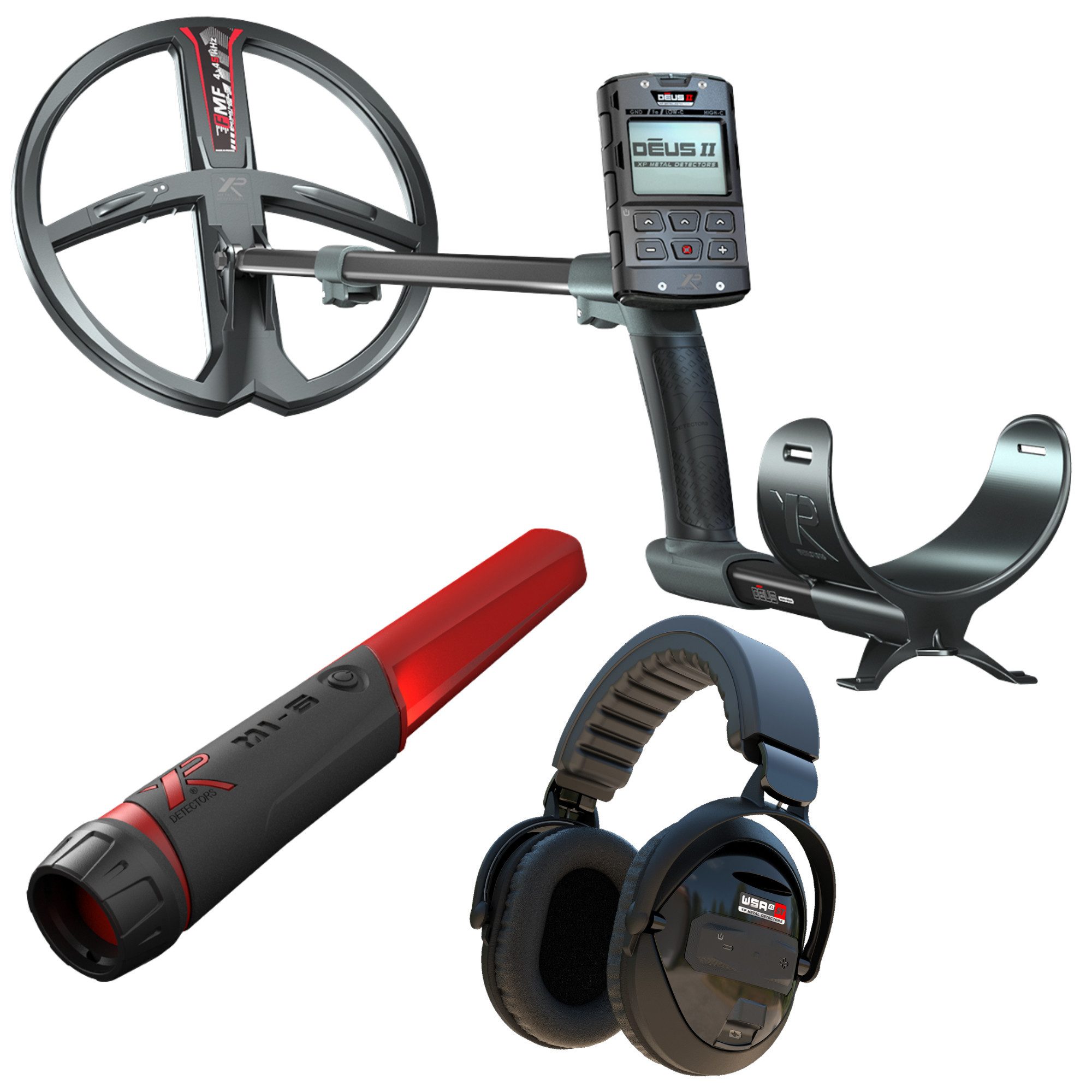 XP Metal Detectors Metalldetektor DEUS 2 II 34 FMF RC WSA XL ST, 34x28cm Spule, WSA XL ST Kopfhörer, Gratis Mi6 Pinpointer