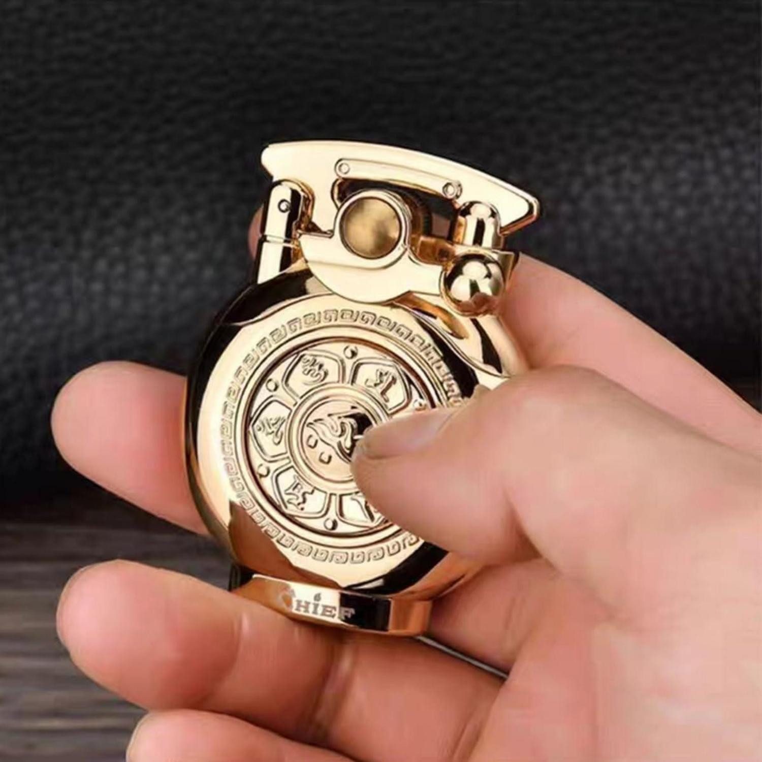 lliang Feuerzeuge Vintage Antikes Feuerzeug winddicht Trenchfeuerzeug Gold Ehemann Papa
