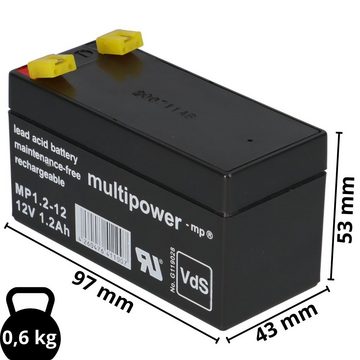 Multipower Multipower Blei-Akku MP1,2-12 Pb 12V 1,2Ah VdS G107032, Faston 4,8 Bleiakkus