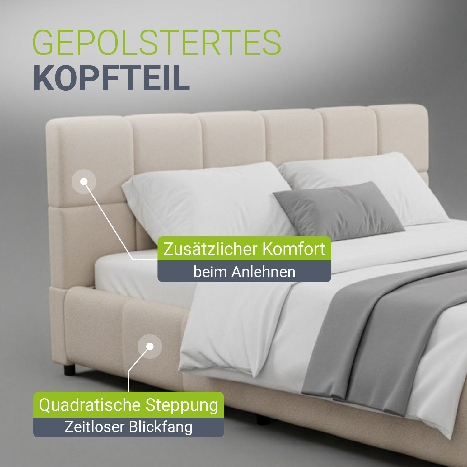 Juskys Polsterbett Florenz, Bubble Design, bis 500 kg belastbar, Pflegeleicht mit Polsterung – Bild 5 von 5
