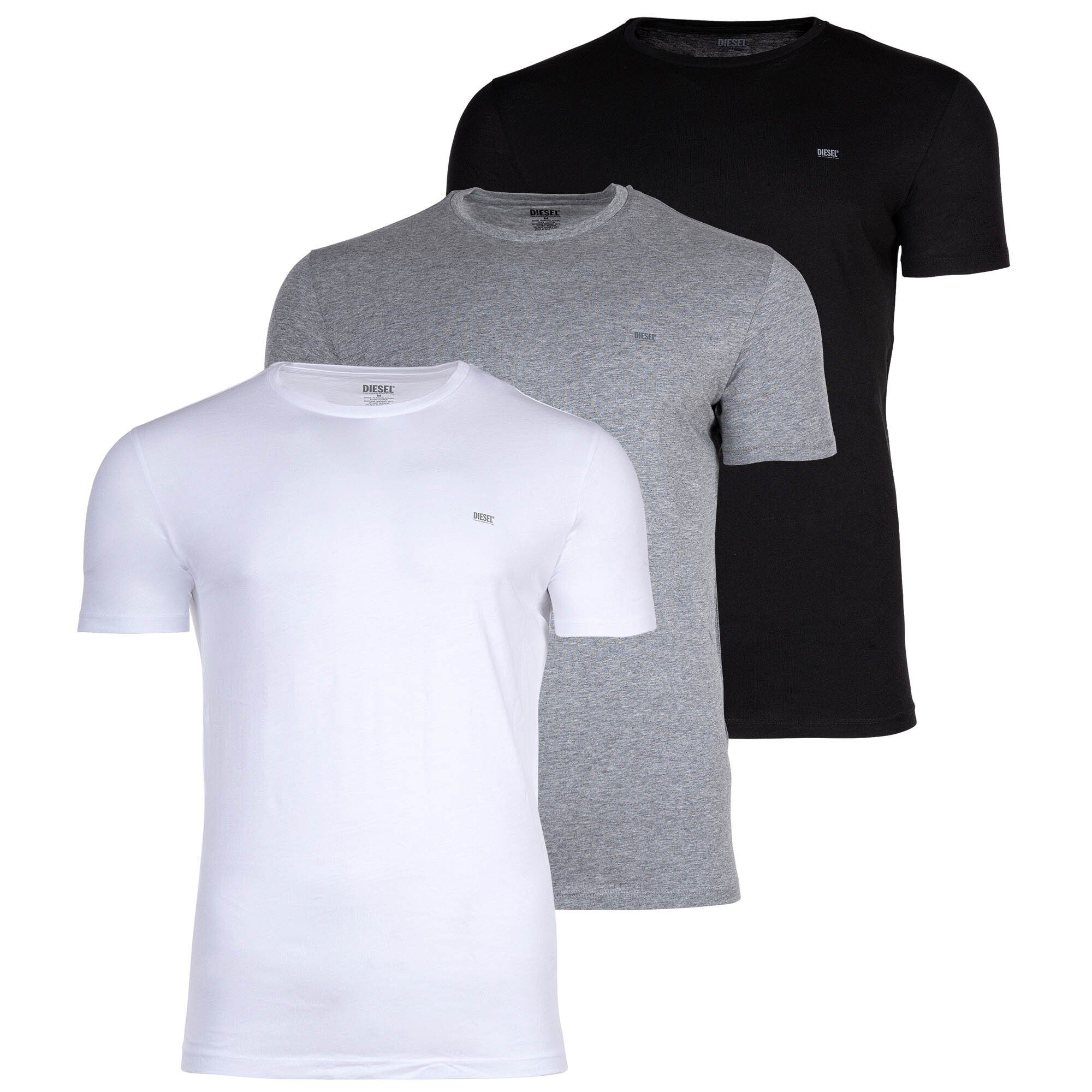 T-Shirt Rundhals, T-DIEGOR-L6, - T-Shirt Herren Kurzarm Schwarz/Grau/Weiß Diesel
