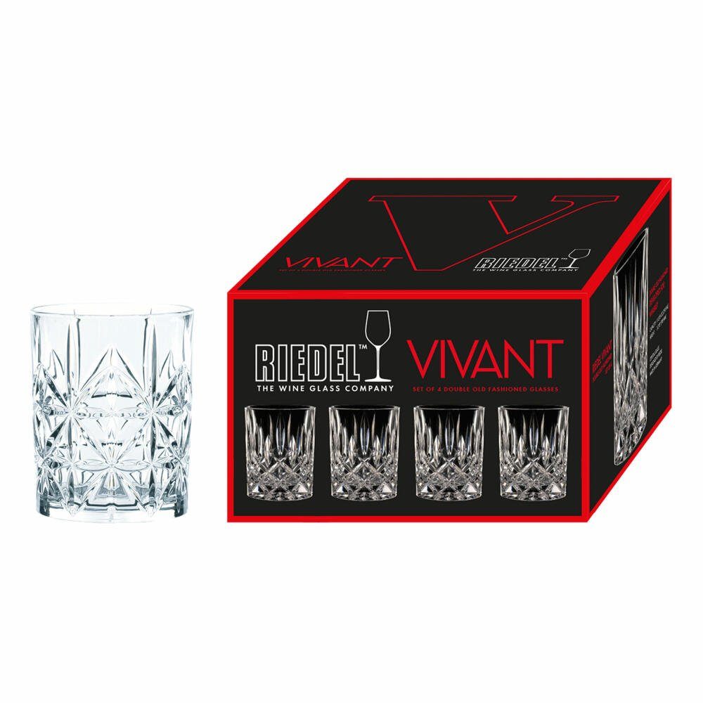 RIEDEL THE WINE GLASS COMPANY Gläser-Set Vivant Whisky Double Old Fashioned 4er Set 295 ml, Kristallglas