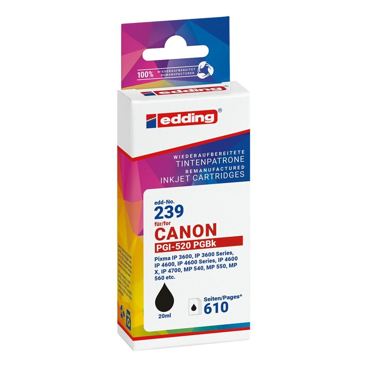 edding Tintenpatrone (ersetzt Canon »PGI-520BK«, Pigment-Tinte)