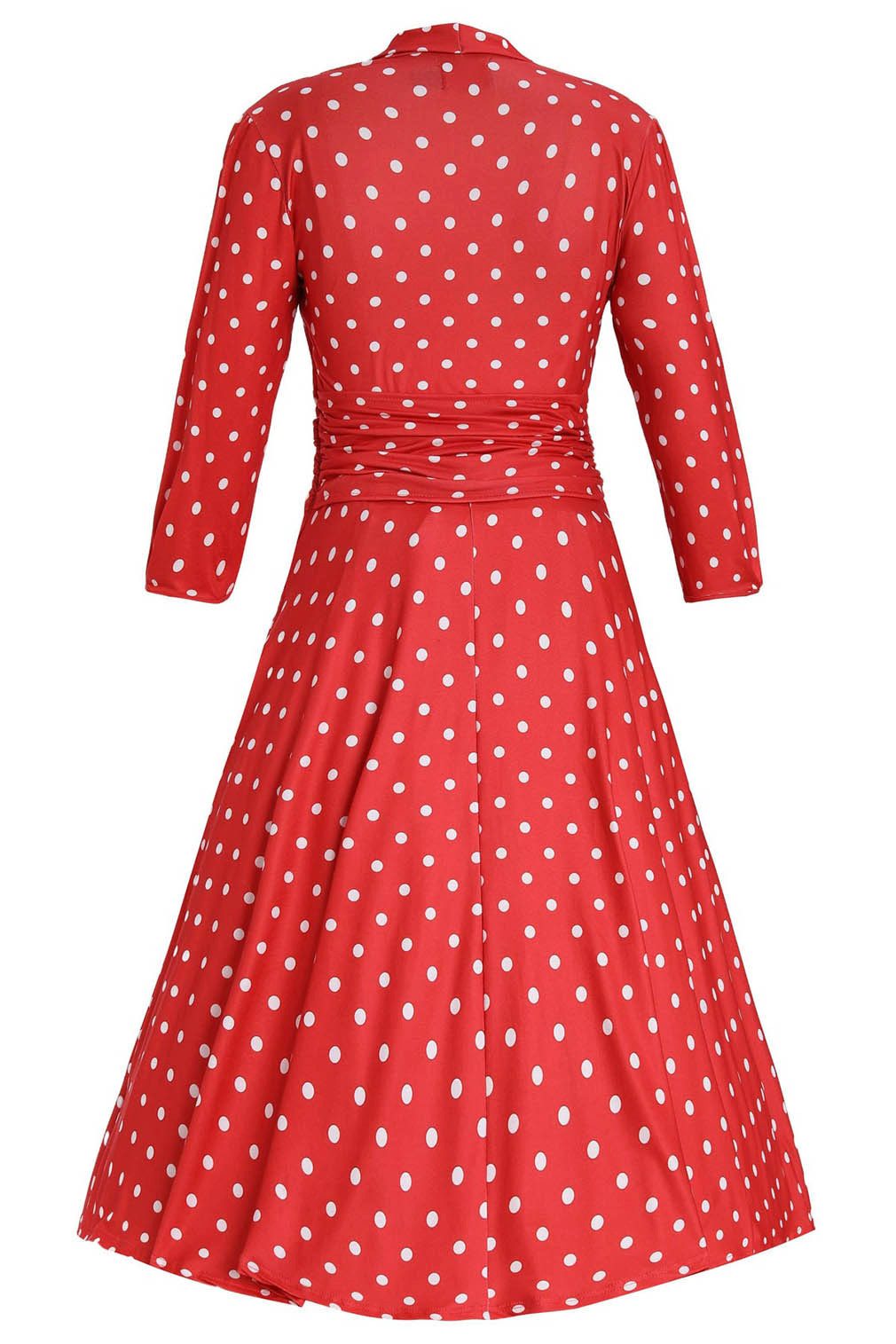 Dolly and Dotty A-Linien-Kleid Sandra Casual Bow Tie Polka Dot Rot Vintage Retro Rockabilly Jersey