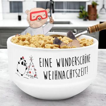 Mr. & Mrs. Panda Müslischale Panda Weihnachtszeit - Weiß - Geschenk, Snackschale, Keramik Schüssel, Keramik, (1-tlg), Liebevolles Design