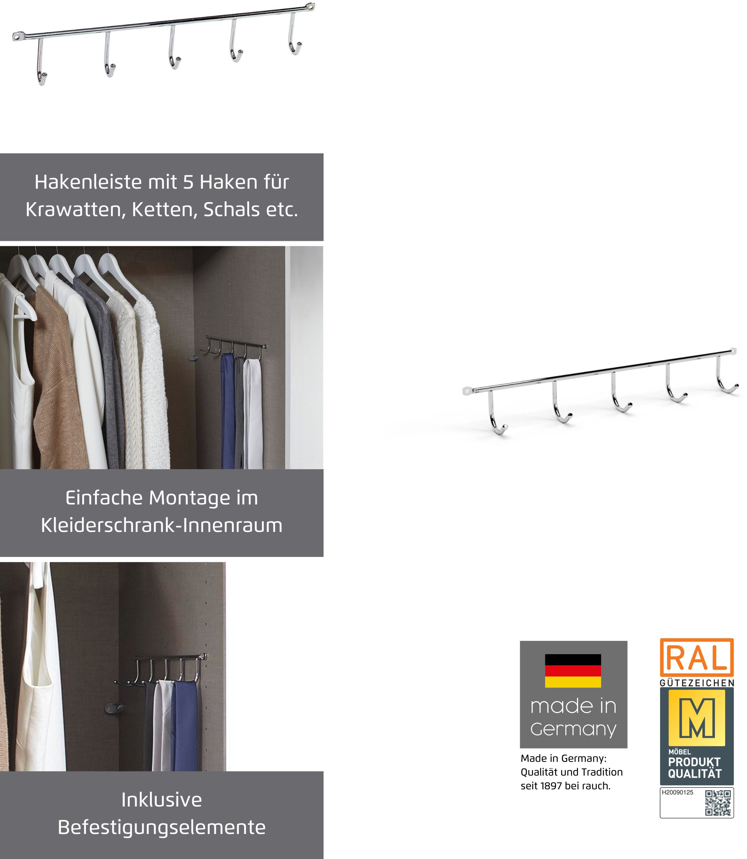 rauch Hakenleiste Zubehör für Rauch-Schränke, mit 5 Haken