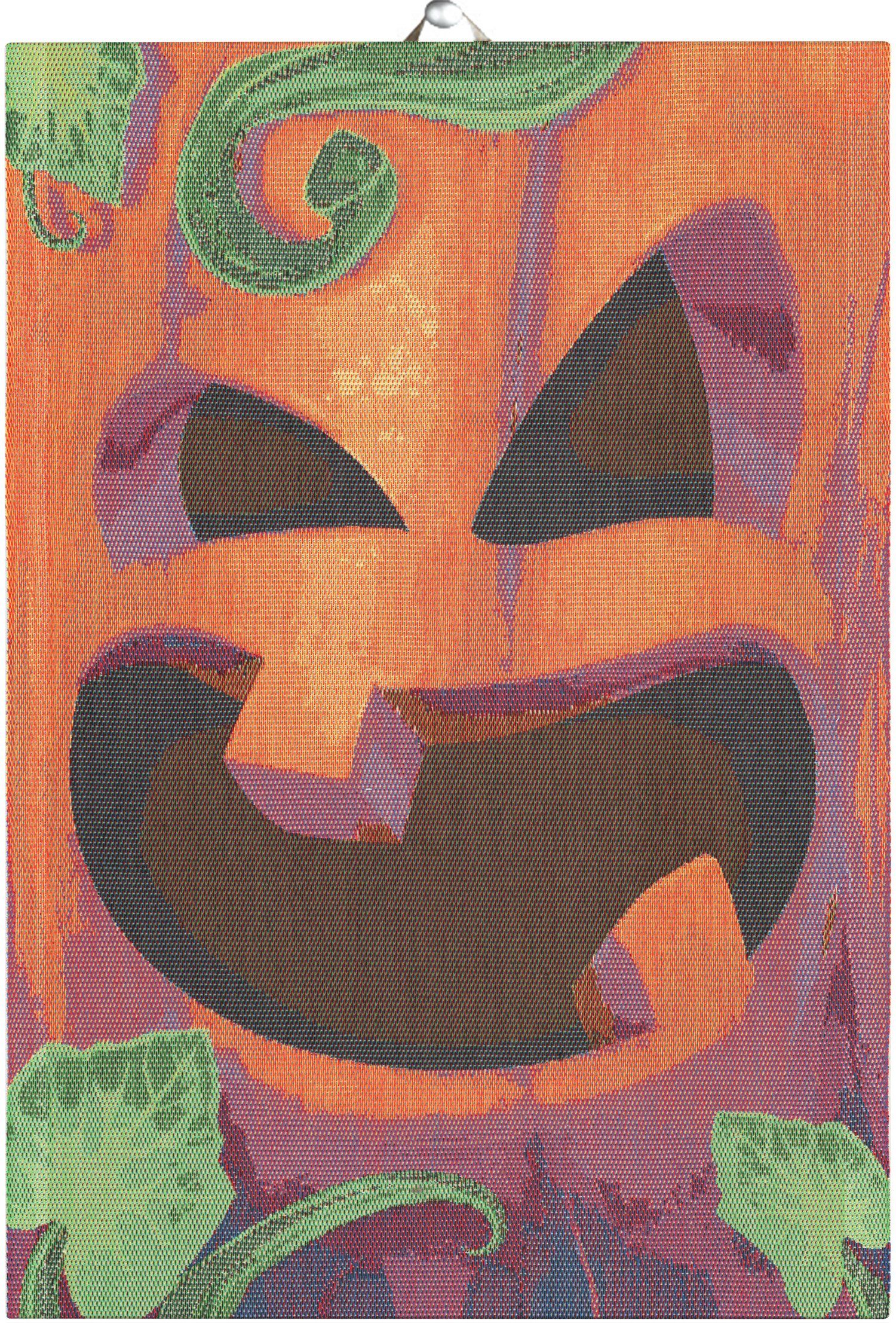 Ekelund Geschirrtuch Küchenhandtuch Halloweenpumpa 35x50 cm, (1-tlg., 1 x Geschirrtuch), Pixel gewebt (3-farbig)