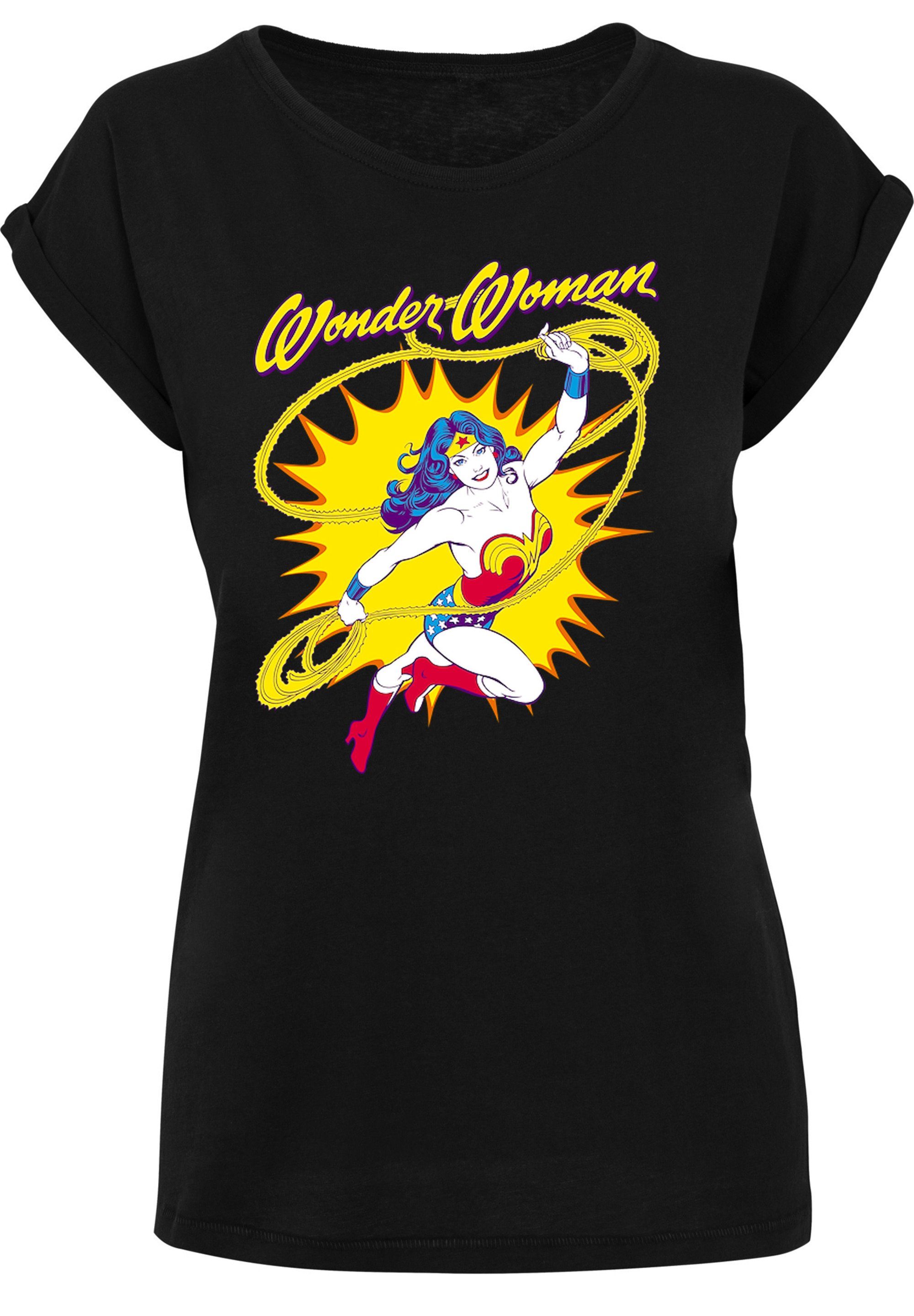 Damen Shirts F4NT4STIC T-Shirt Extended Shoulder T-Shirt 'DC Comics Wonder Woman Vintage Leap'