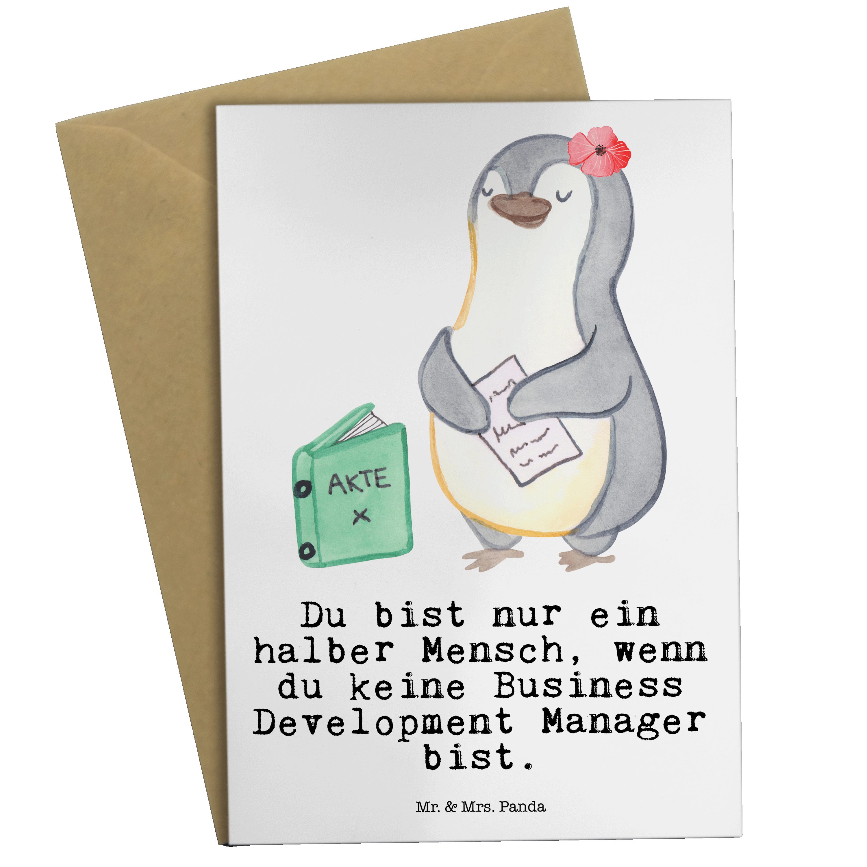 Mr. & Mrs. Panda Grußkarte Business Development Manager mit Herz - Weiß - Geschenk, Kollege, Kla