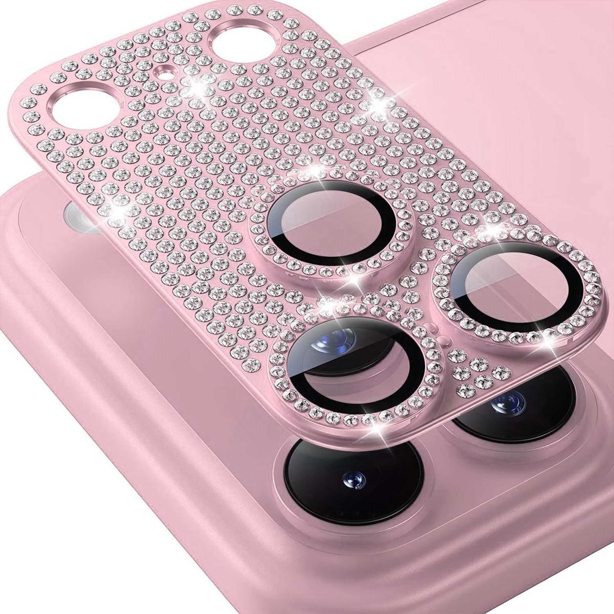 Wigento Handyhülle Für Apple iPhone 17 Pro Kamera Diamant Design Schutz Metall Pink, Aluminiumlegierung, hohe Lichtdurchlässigkeit, Anti-Fingerprint