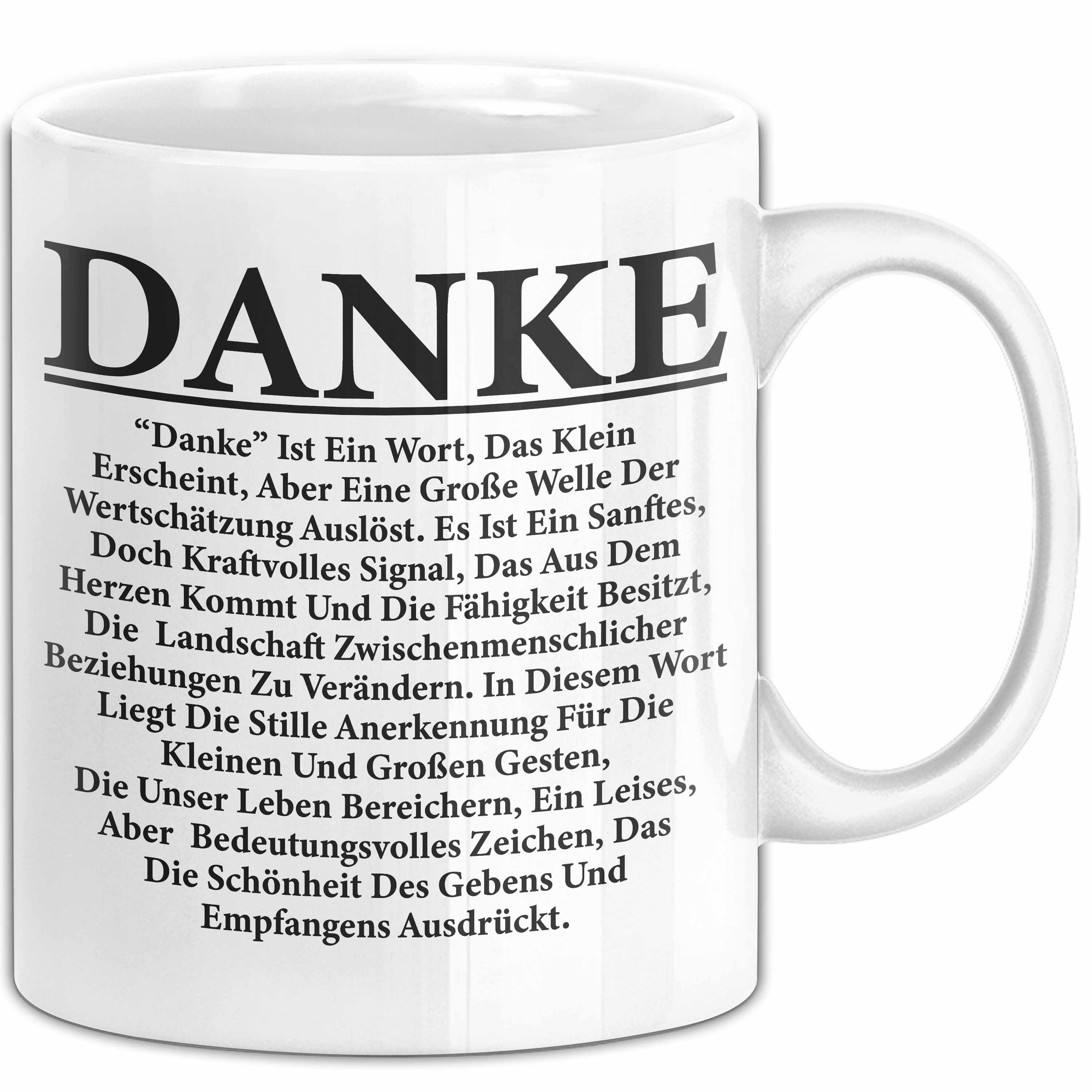 Trendation Tasse Danke Tasse Geschenk Lustige Geschenkidee Spruch Danke, Keramik