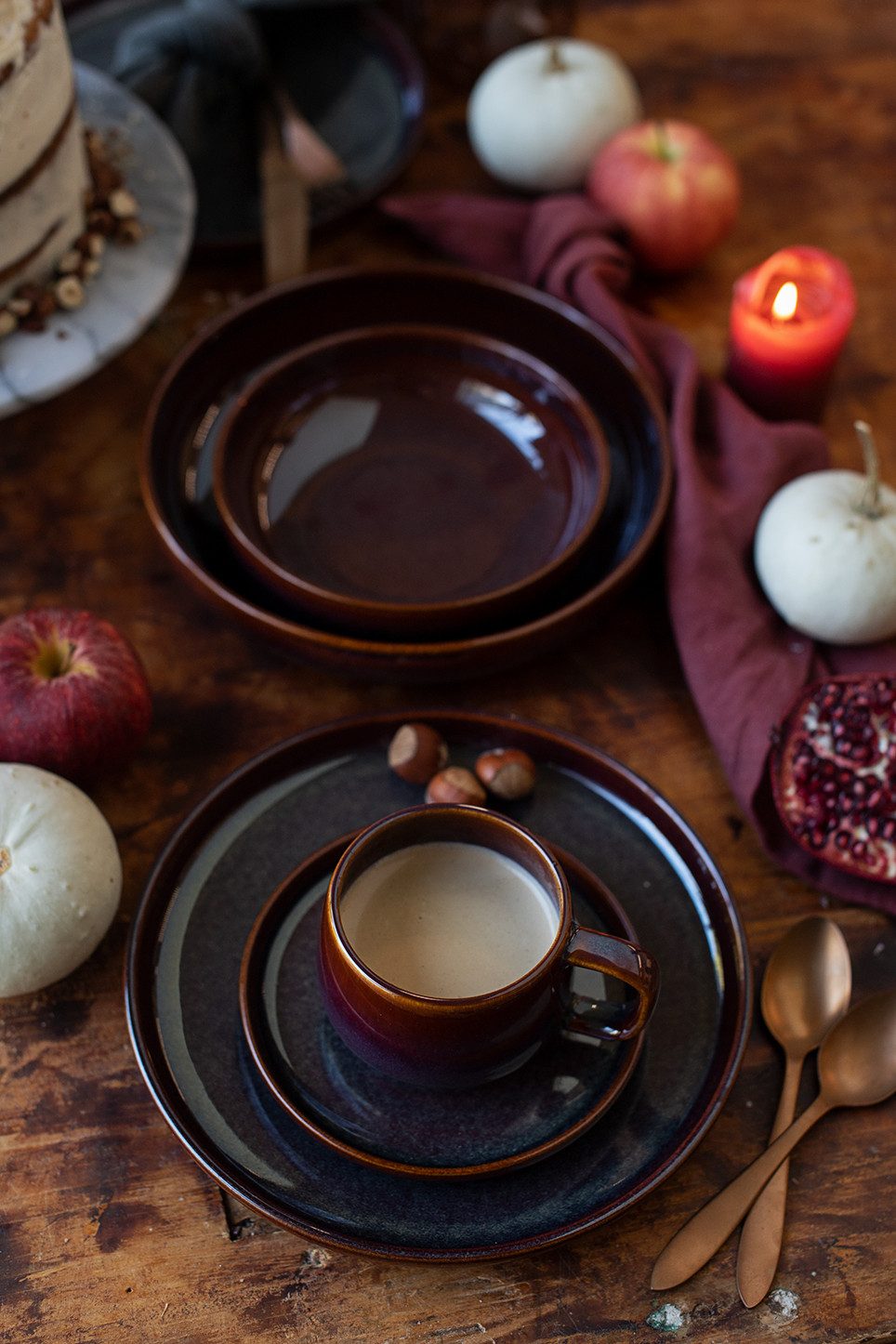 MÄSER Kaffeeservice ELINA UNO, aus Steinzeug (12-tlg), 4 Personen, Steinzeug, Geschirr-Set, Service