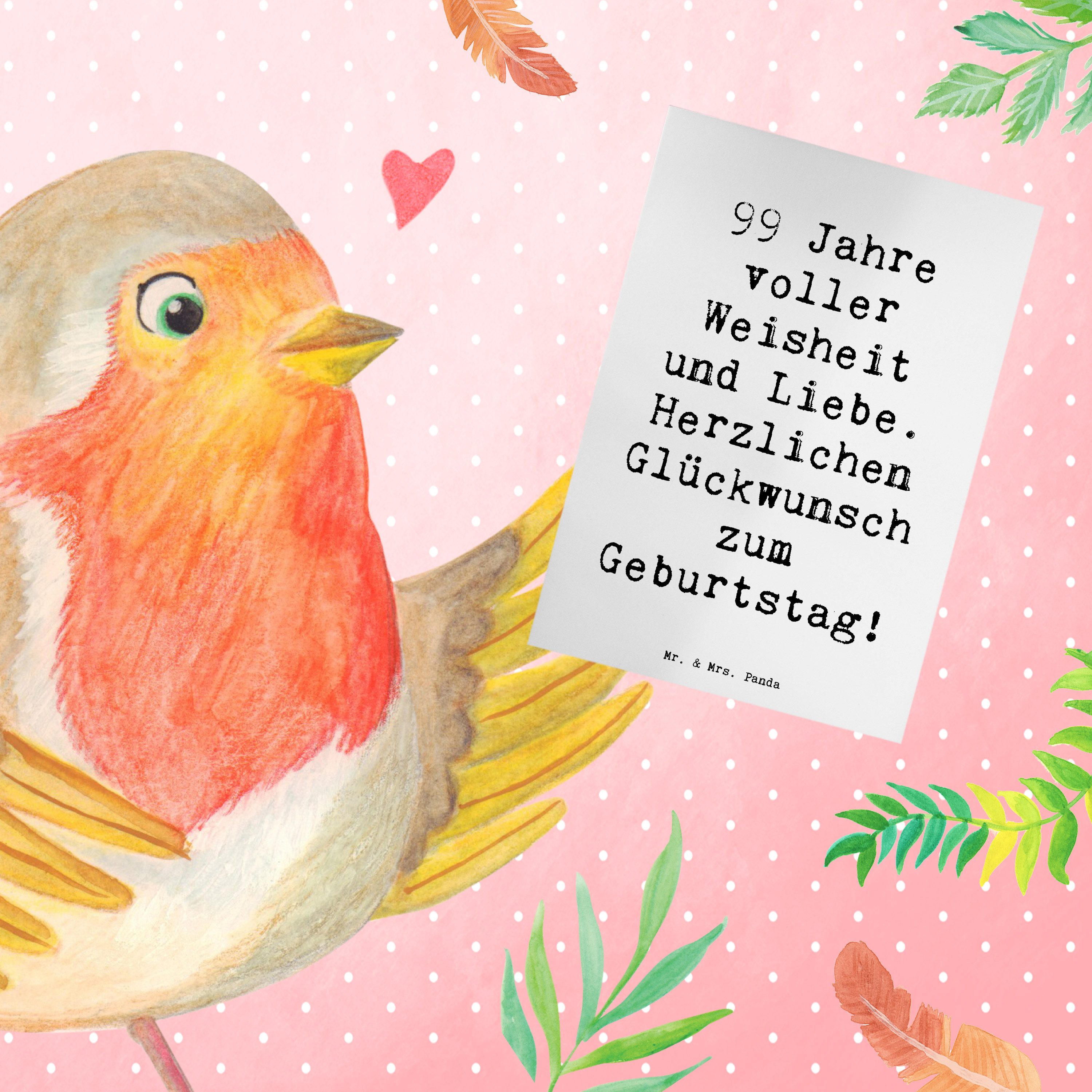 Thumbnail - Mr. & Mrs. Panda Grußkarte Spruch 99. Geburtstag - Weiß - Geschenk, Jahrestag, Erinnerungsgesche