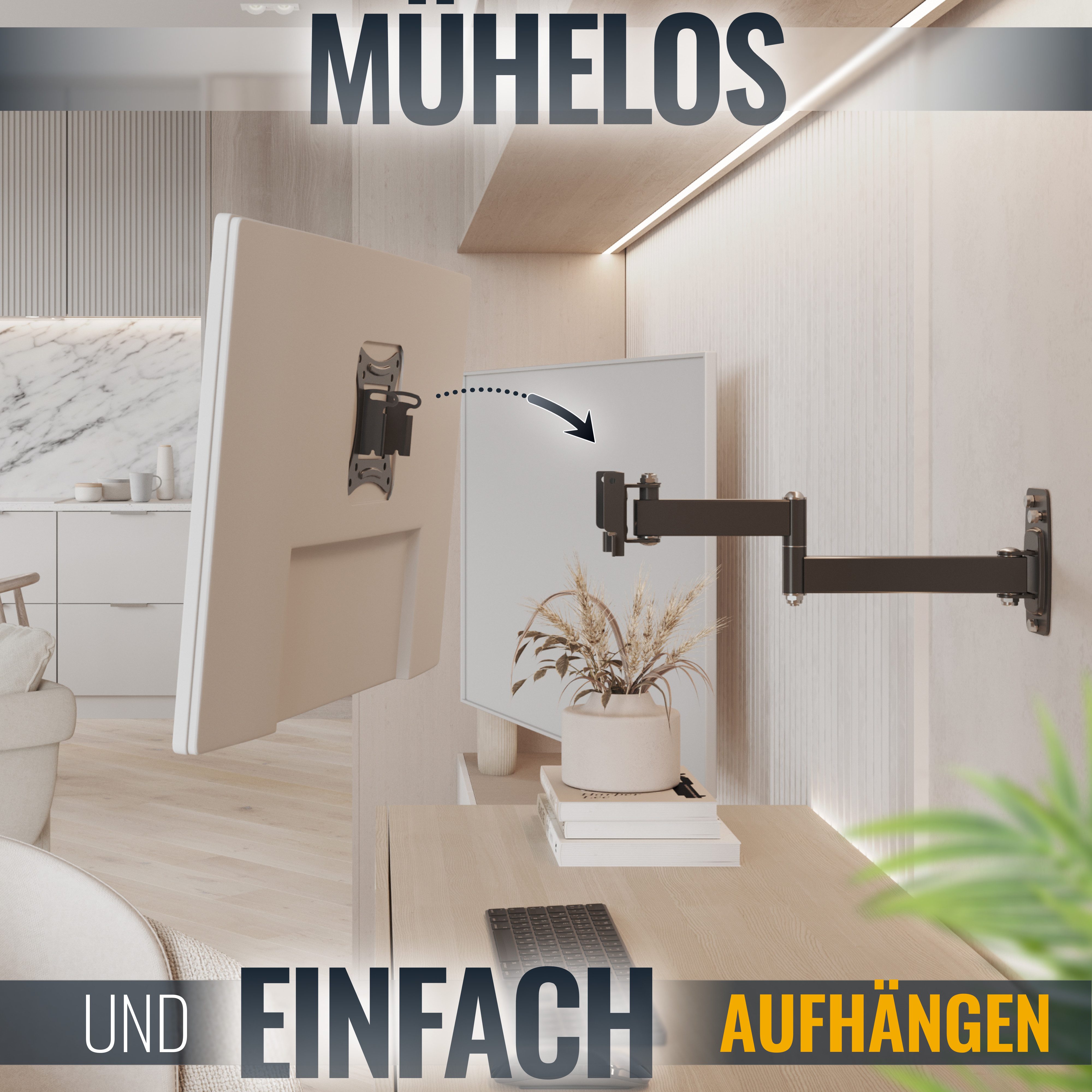 RICOO TV-Wandhalterung TV Monitor Wandhalterung 13"-29" bis 25 Kg S1211, (bis 29 Zoll, VESA 75x75 und 100x100, 1-tlg., 25Kg Aufnahme, von13" bis 29" (33-74cm) Bildschirm Diagonale, bis 20° neigbar, bis 180°schwenkbar, ausziehbar Wand Halterung)