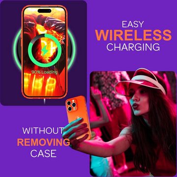 Nalia Smartphone-Hülle Apple iPhone 15 Pro Max, Klare Neon Silikon Hülle / Bunt / Durchsichtig Transparent / Slim Case