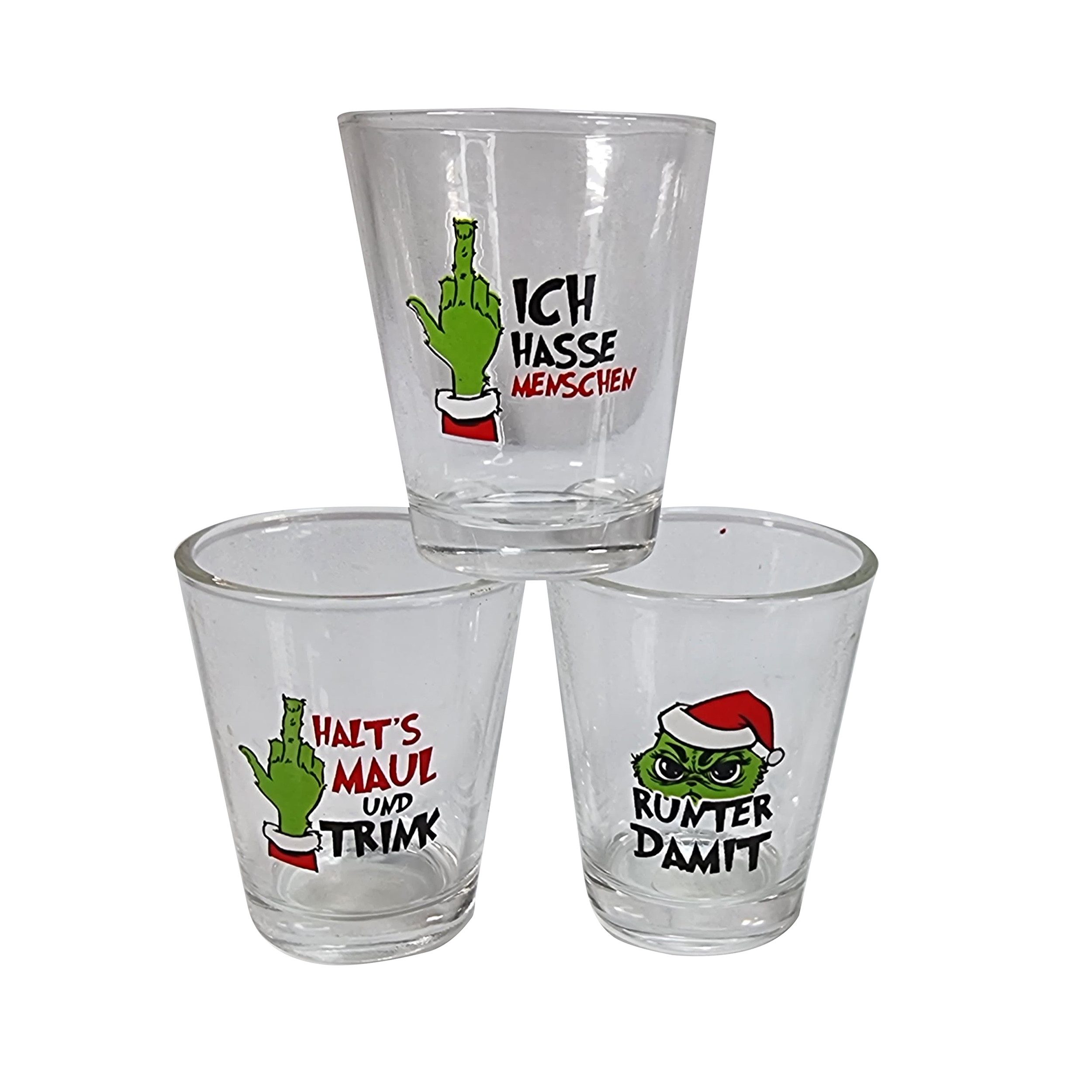 Schnapsglas Festtagsmuffel Schnapspinnchen, Schnapsgläser, 4cl, 3er-Set