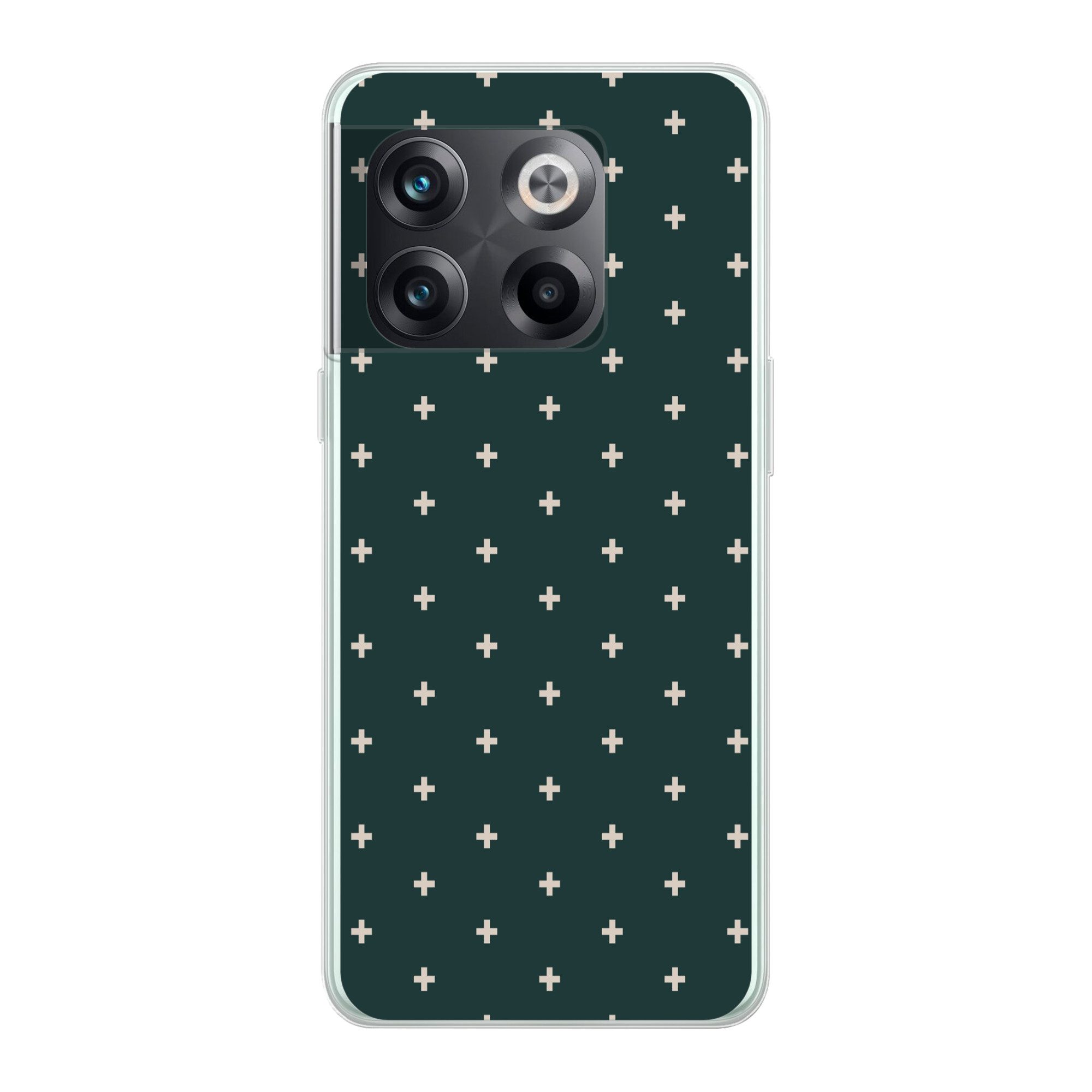 MuchoWow Handyhülle für OnePlus 10T Plus-Muster - Grün - Weiß - Druck, Phone Case, Silikon, Schutzhülle Dünn