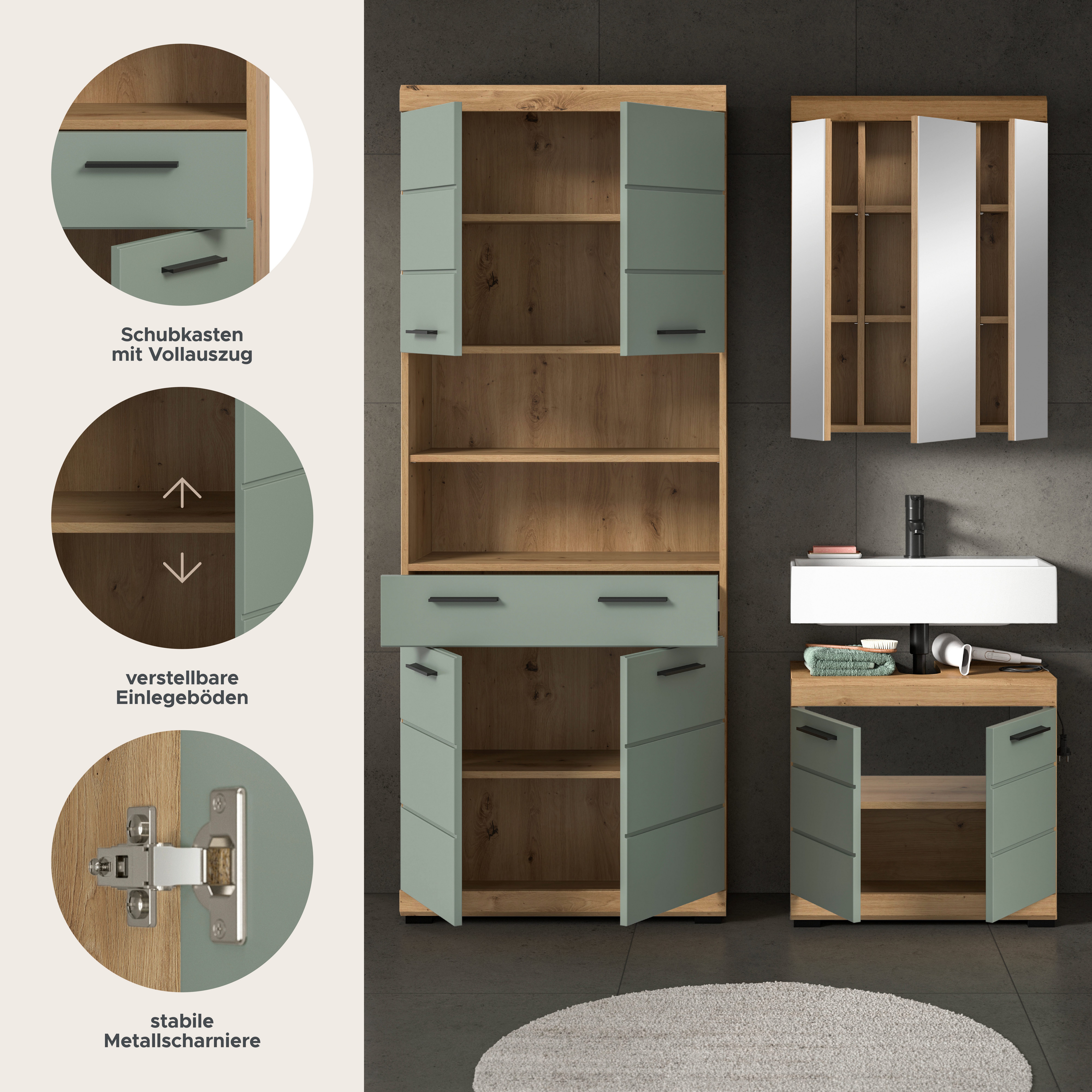 furnling Badmöbel-Set Scott, (3-St., aus Hängeschrank, günstig online kaufen