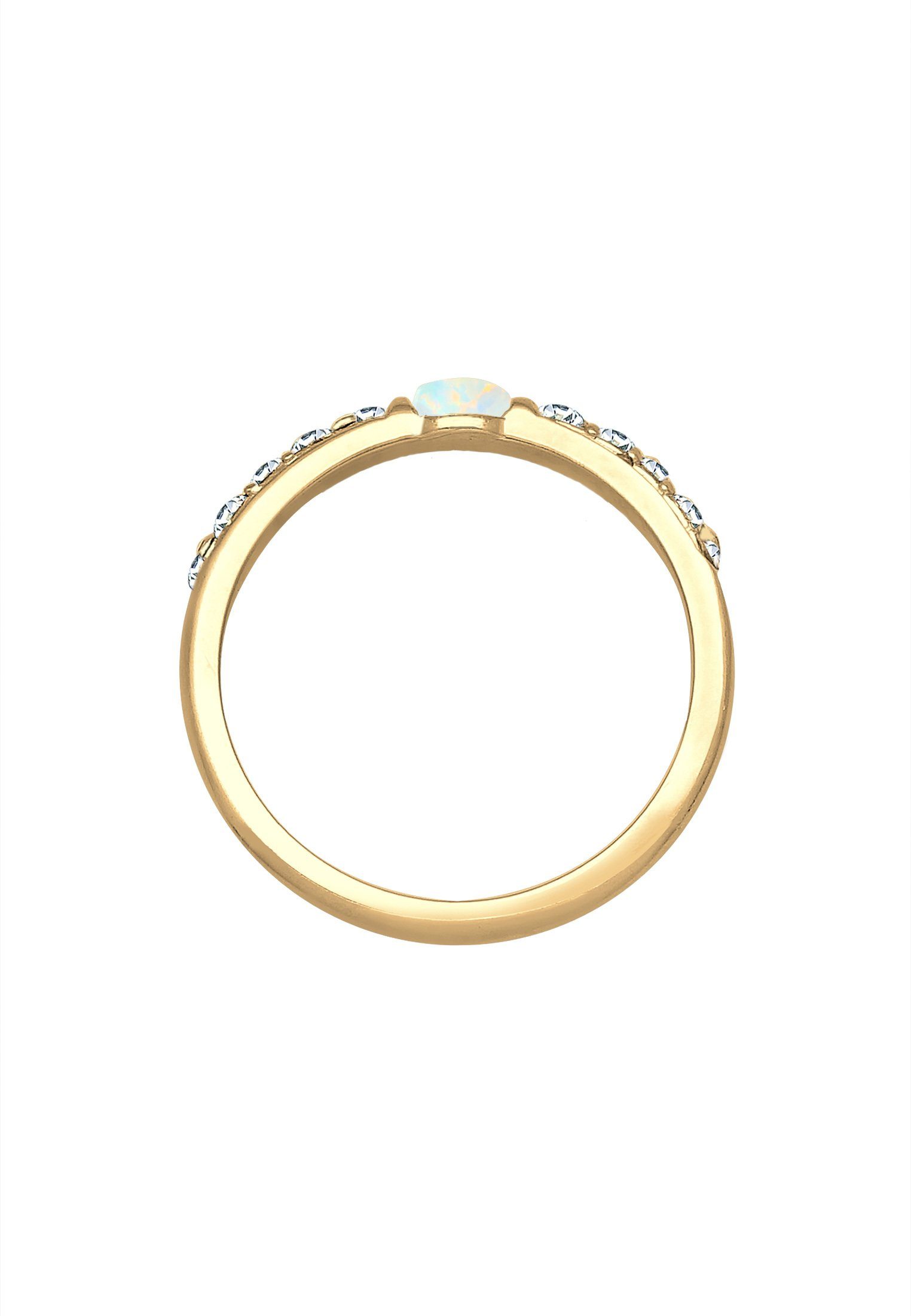 Elli Premium Gold 925er Opal Kristalle Silber Verlobungsring Sterling