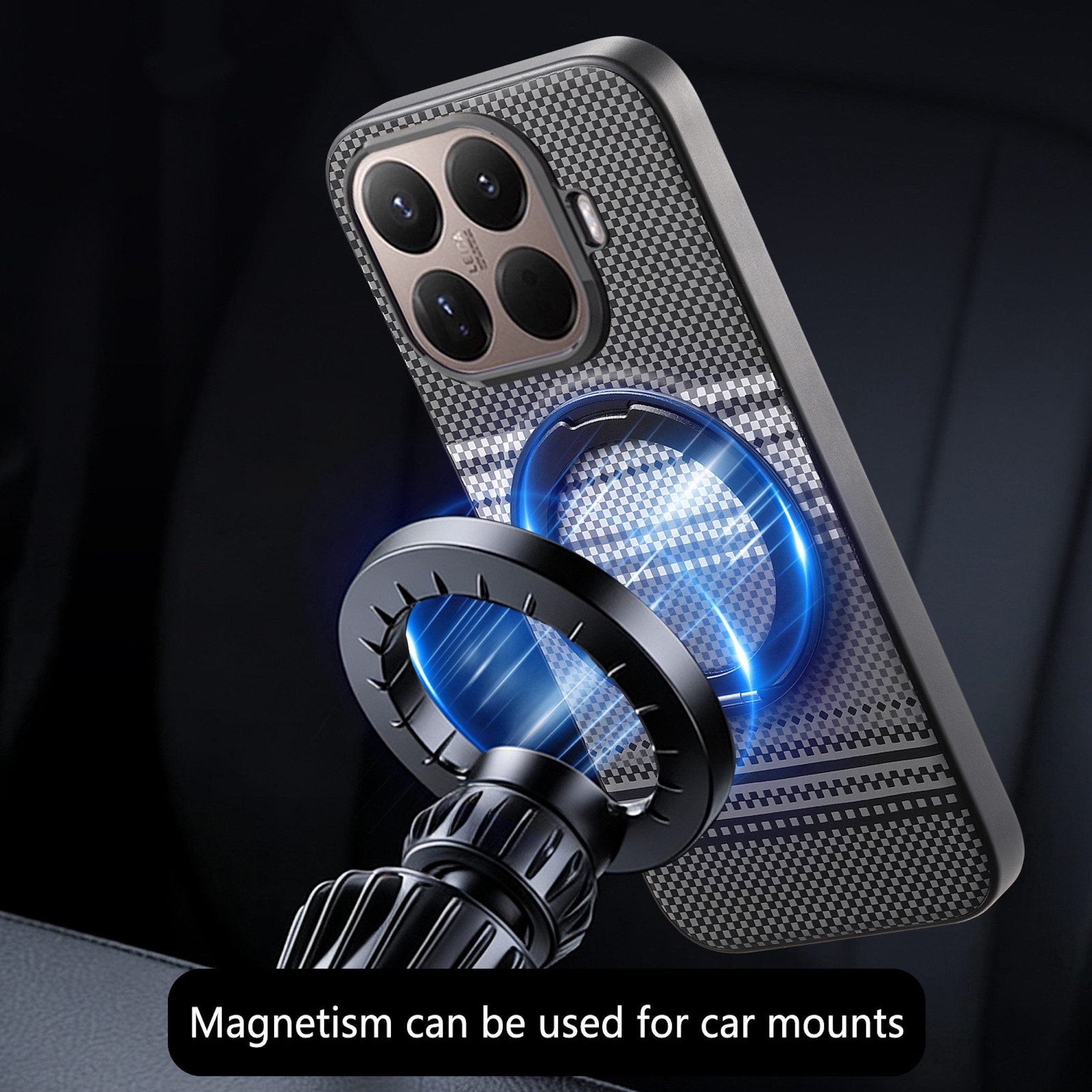 Wigento Handyhülle MagSafe Dreh Ring für Xiaomi Redmi Note 15 Pro 5G Kameraschutz Schwarz 6,83 Zoll, Magnetisch, Gemustert, Stoßfest – Bild 5 von 5
