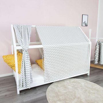 Puckdaddy GmbH Betthimmel Vorhang-Set Svea (146x298cm) mit Chevron-Muster (2x Vorhang für Hausbett)