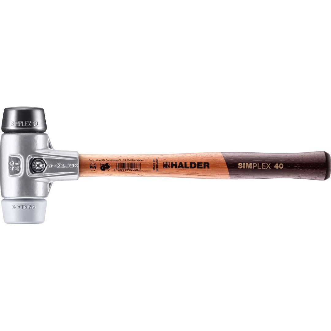 Gummihammer HALDER SIMPLEX Schonhammer Ø 40 mm Gummi / TPE-mid grau mit Aluminiumg