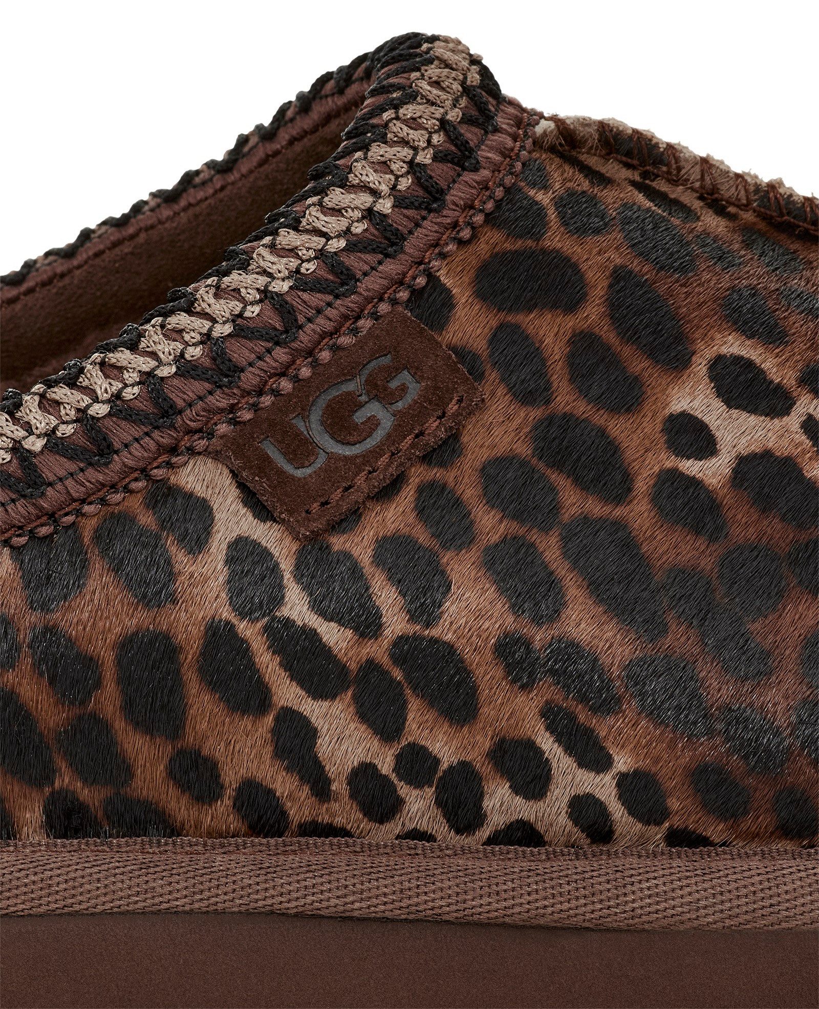 UGG Tasman Caspian Clog Mule, Hausschuh mit allover Leo-Muster